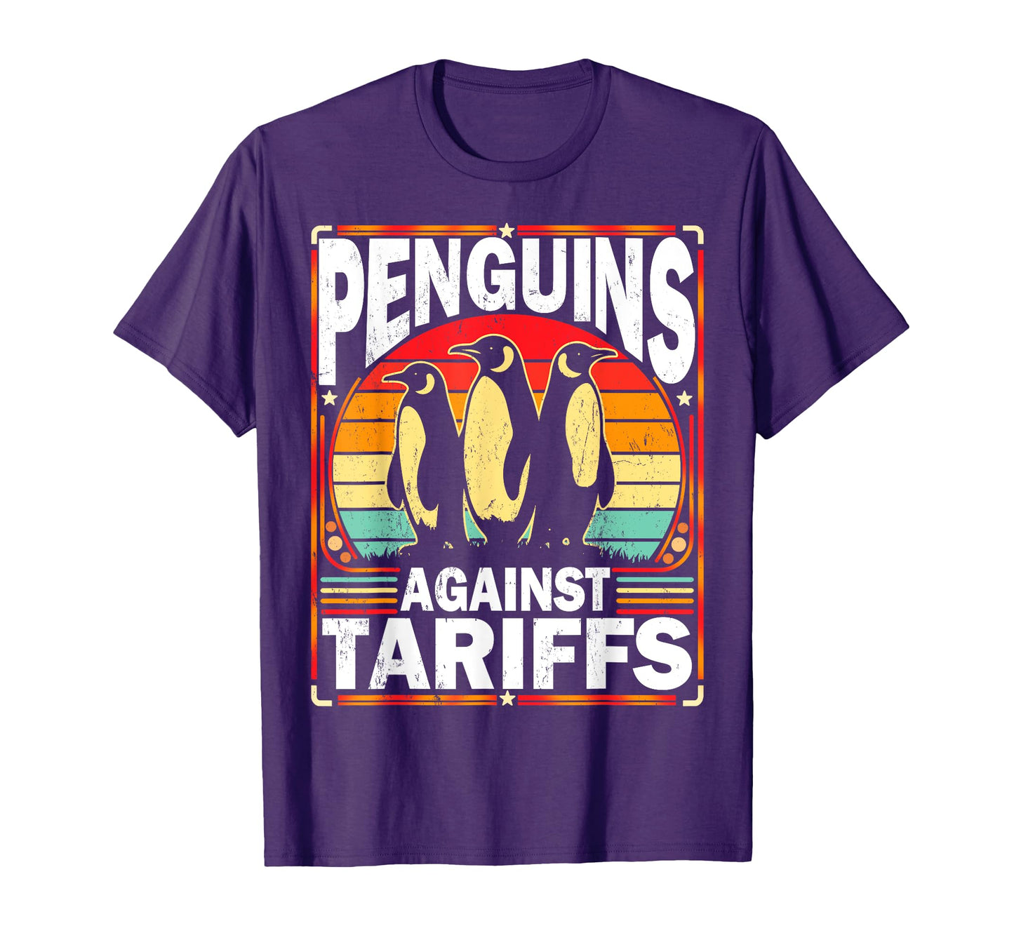 Penguins Against Tariffs Funny Penguins Anti Tariffs Vintage T-Shirt