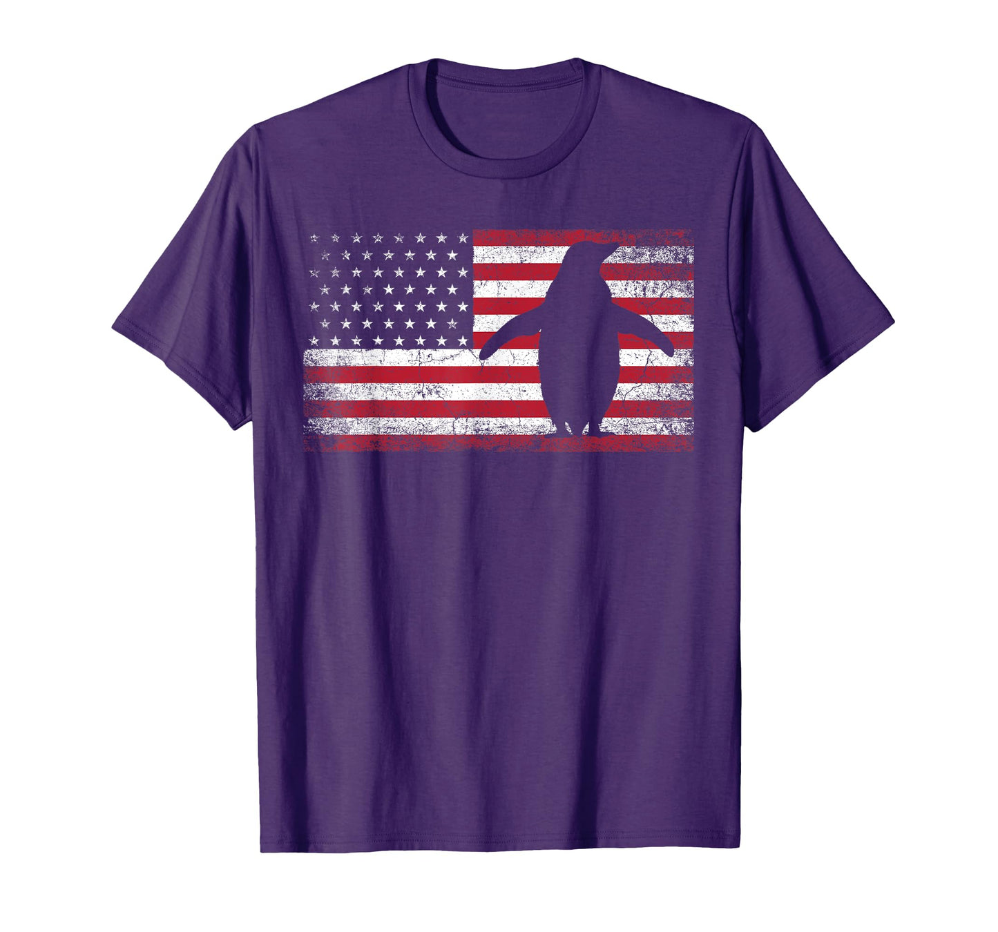 American Flag Penguin Bird 4th of July Retro Men Women USA T-Shirt
