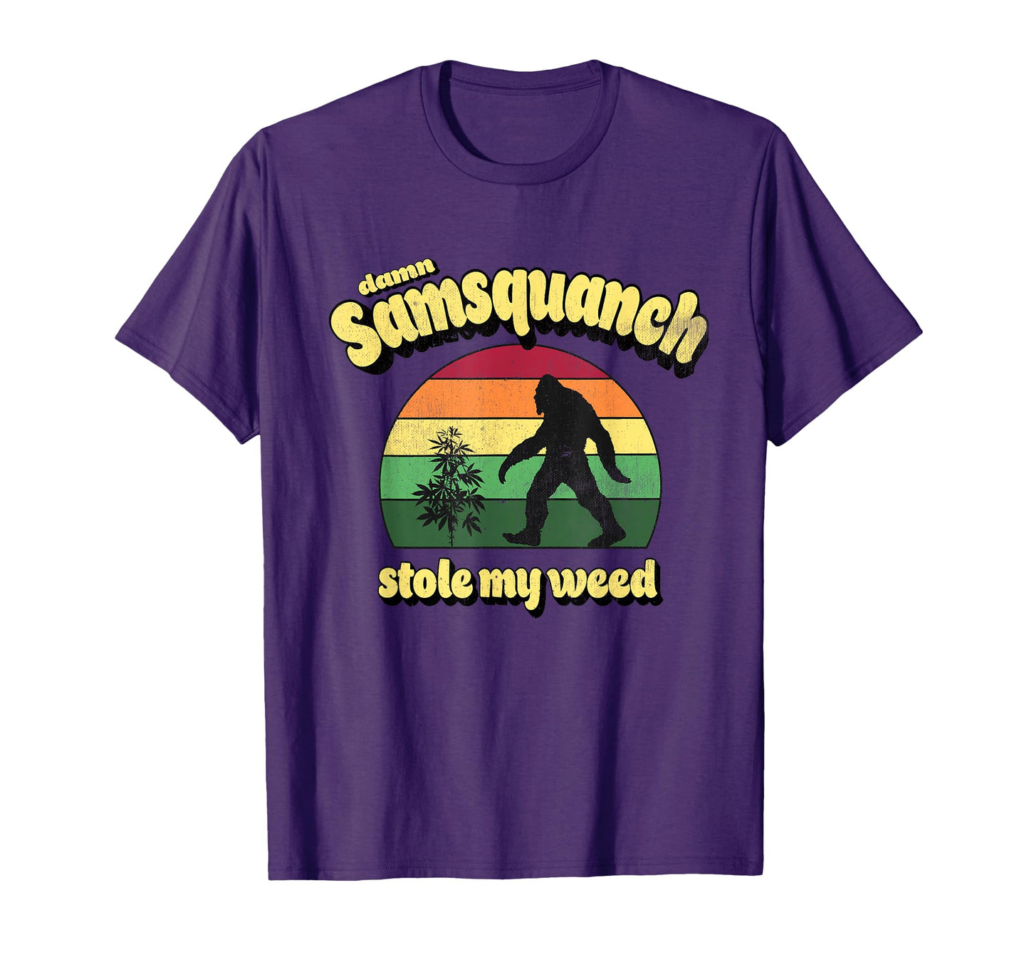 Damn Samsquanch Stole My Weed Retro Vintage 70's Style T-Shirt