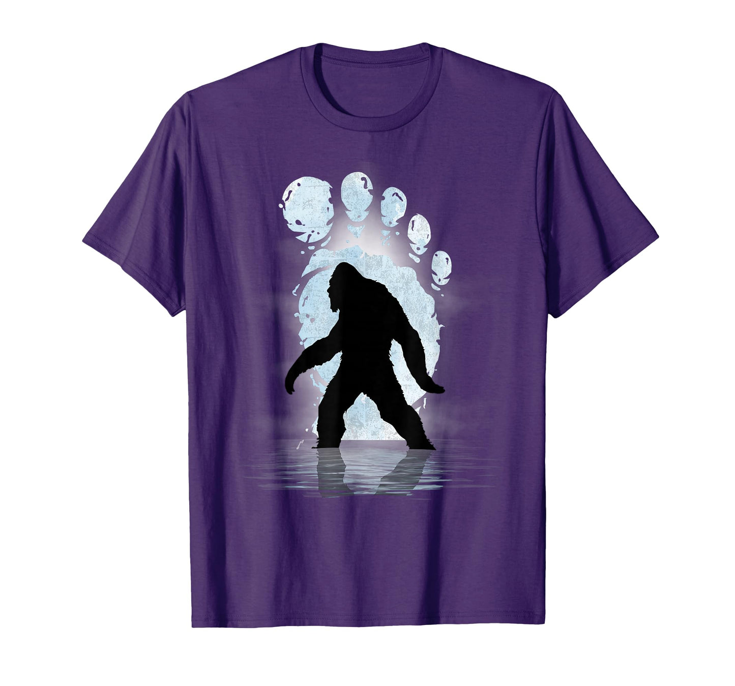 Bigfoot Footprint Moon Light Funny Sasquatch T-Shirt