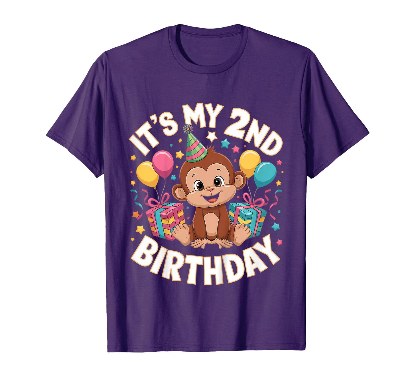 Kids 2nd Birthday Monkey Party Design T-Shirt