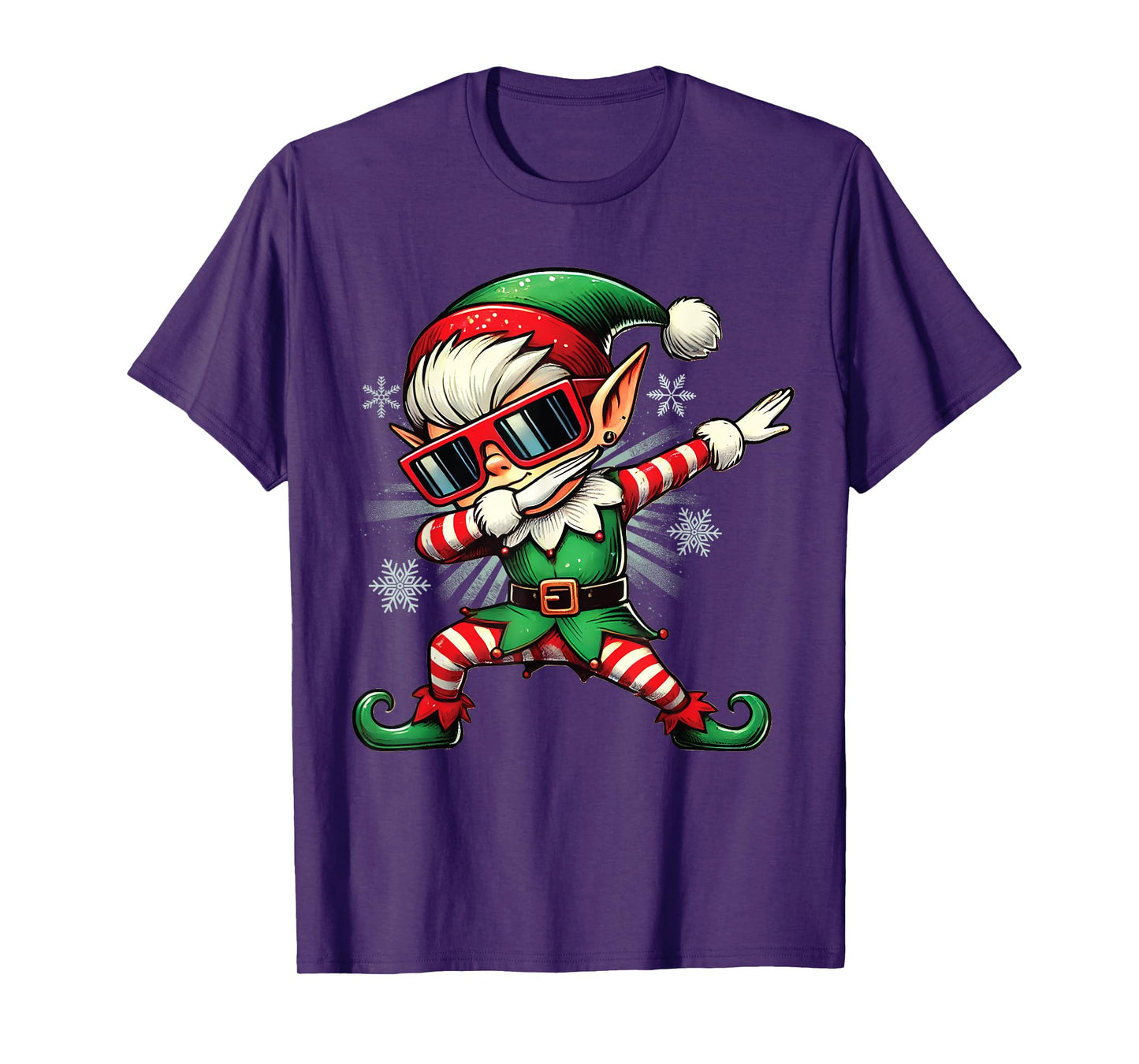Cool Elf Dabbing Through The Snow Funny Christmas Boys Kids T-Shirt