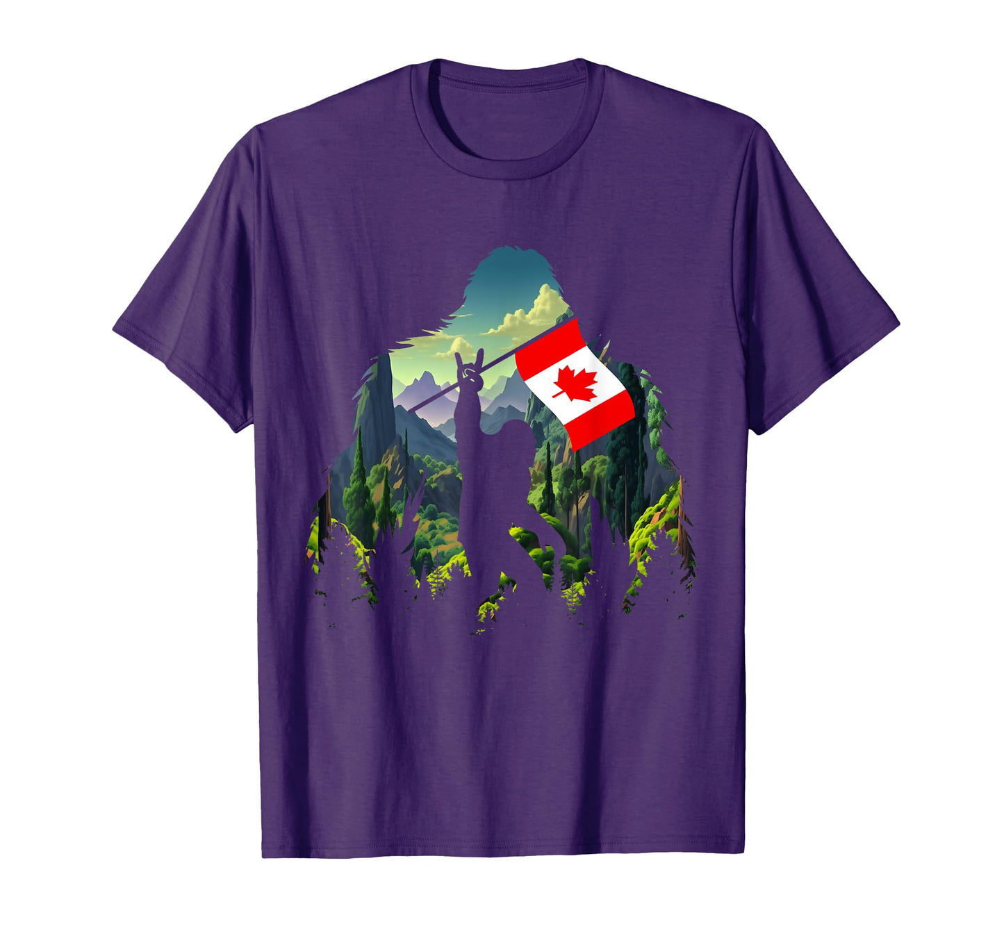 Bigfoot Lover Camper Maple Leaf Canadian Flag Canada Day T-Shirt
