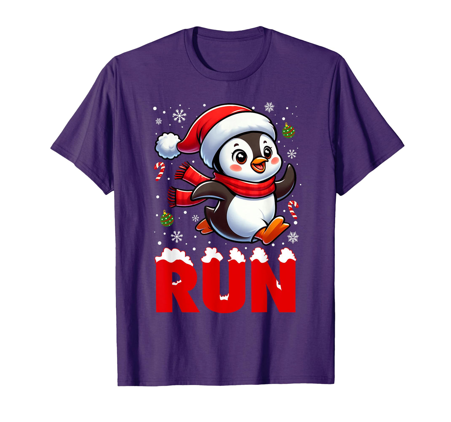Penguin Running Cross Country Penguin Runner Christmas T-Shirt
