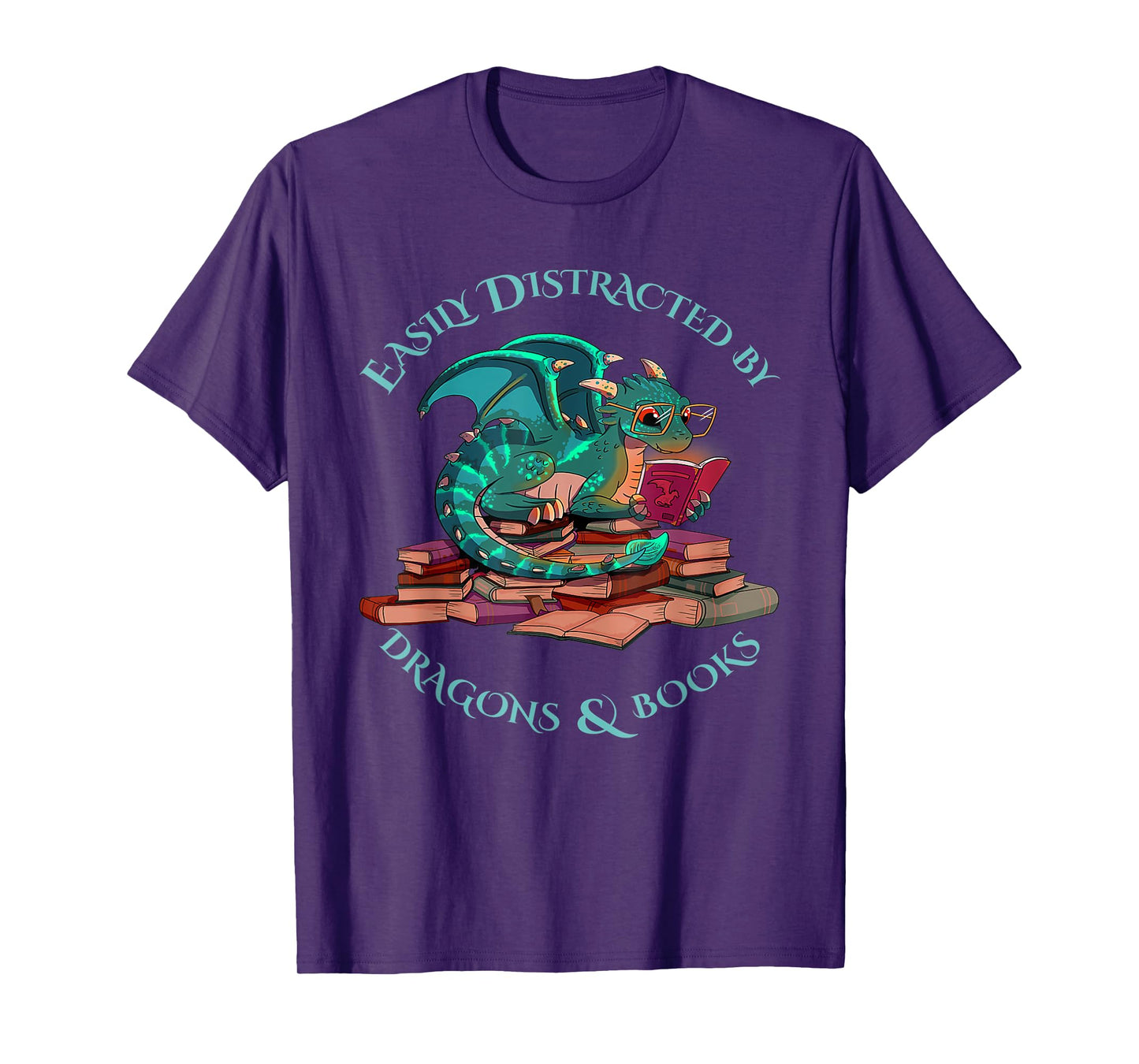 Cute Dragon Book - Easily Distracted By Dragons And Books T-Shirt