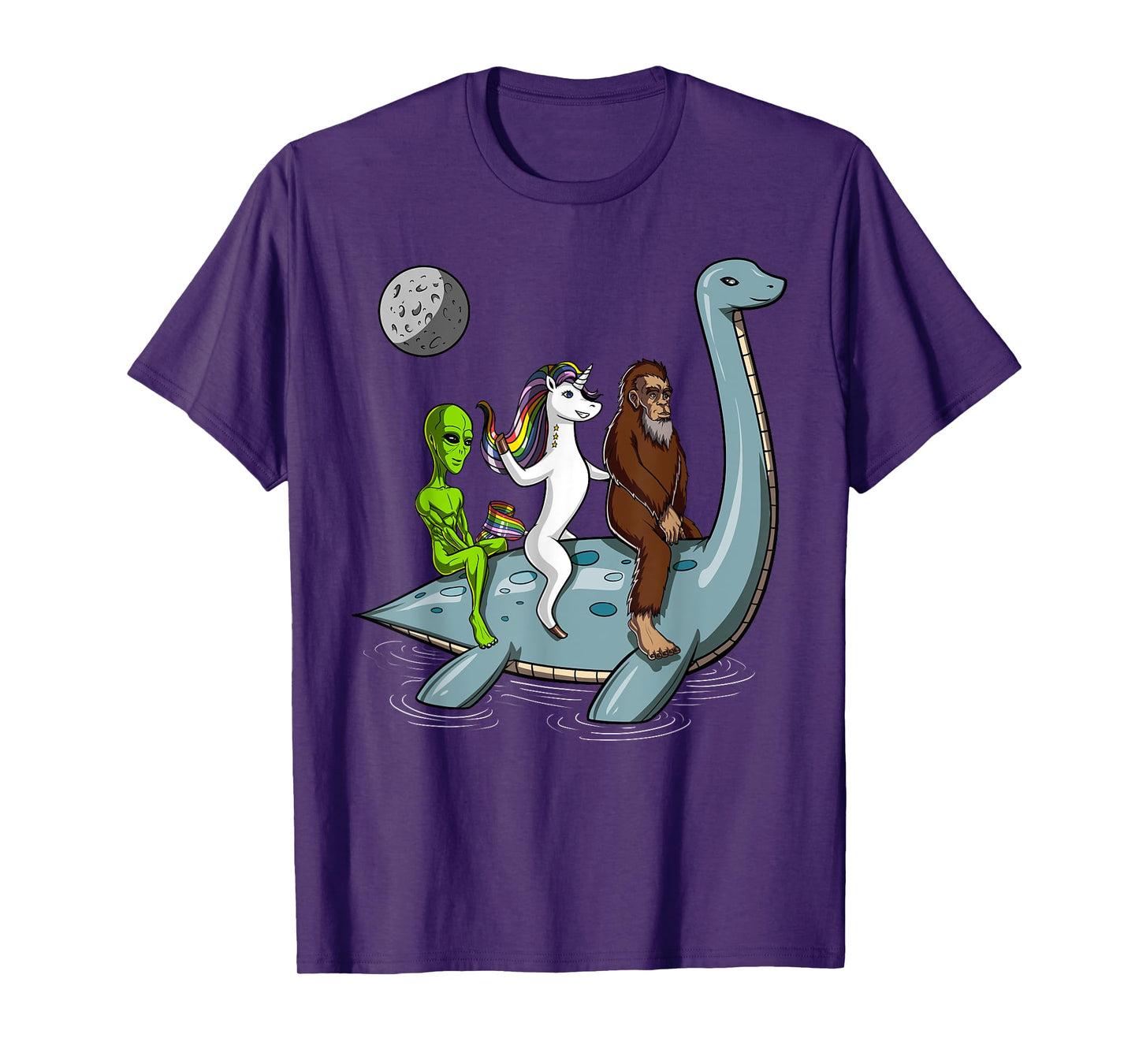 Alien Bigfoot Unicorn Riding Loch Ness Monster Cryptozoology T-Shirt