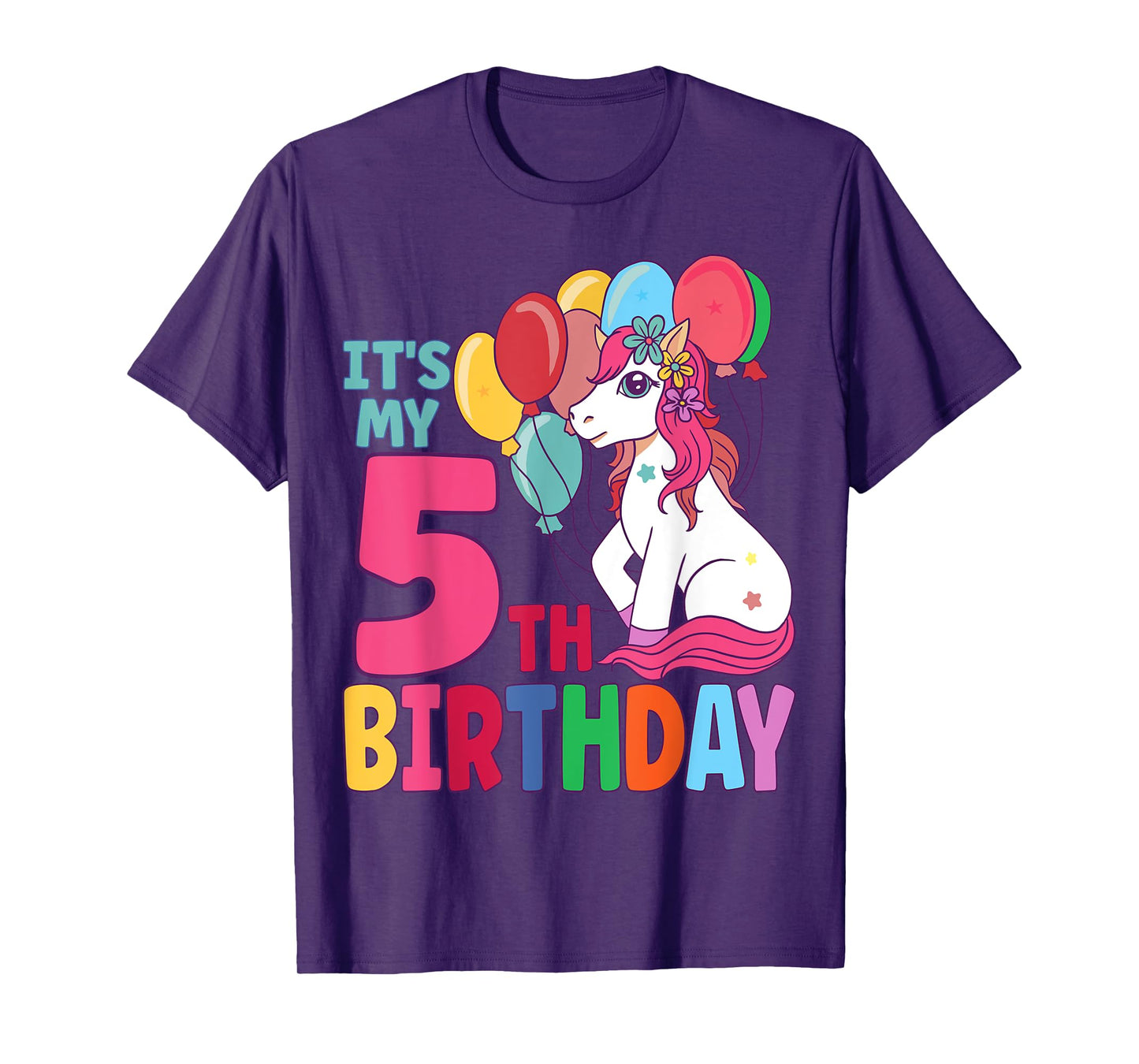 It's My 5th Birthday Unicorn Boys Girls Kids Birthday T-Shirt