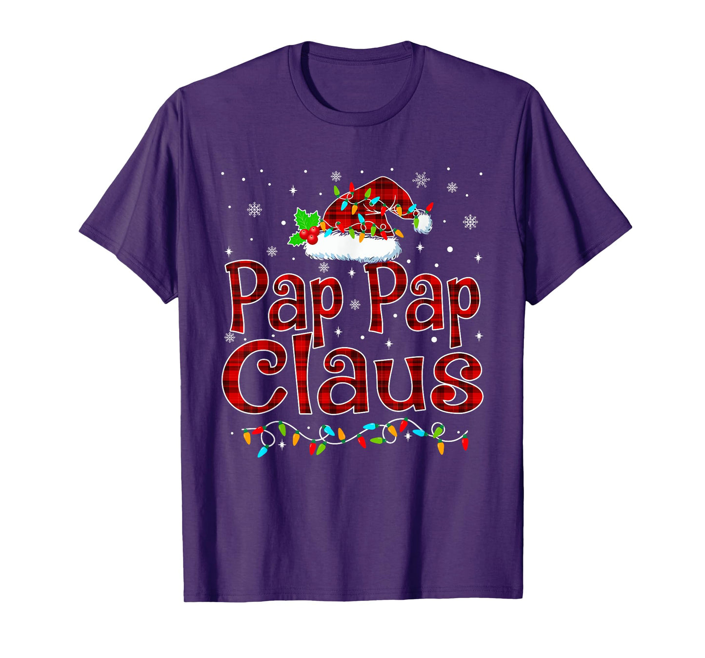 Pap Pap Claus Christmas Pajama Matching Family Xmas Lights T-Shirt