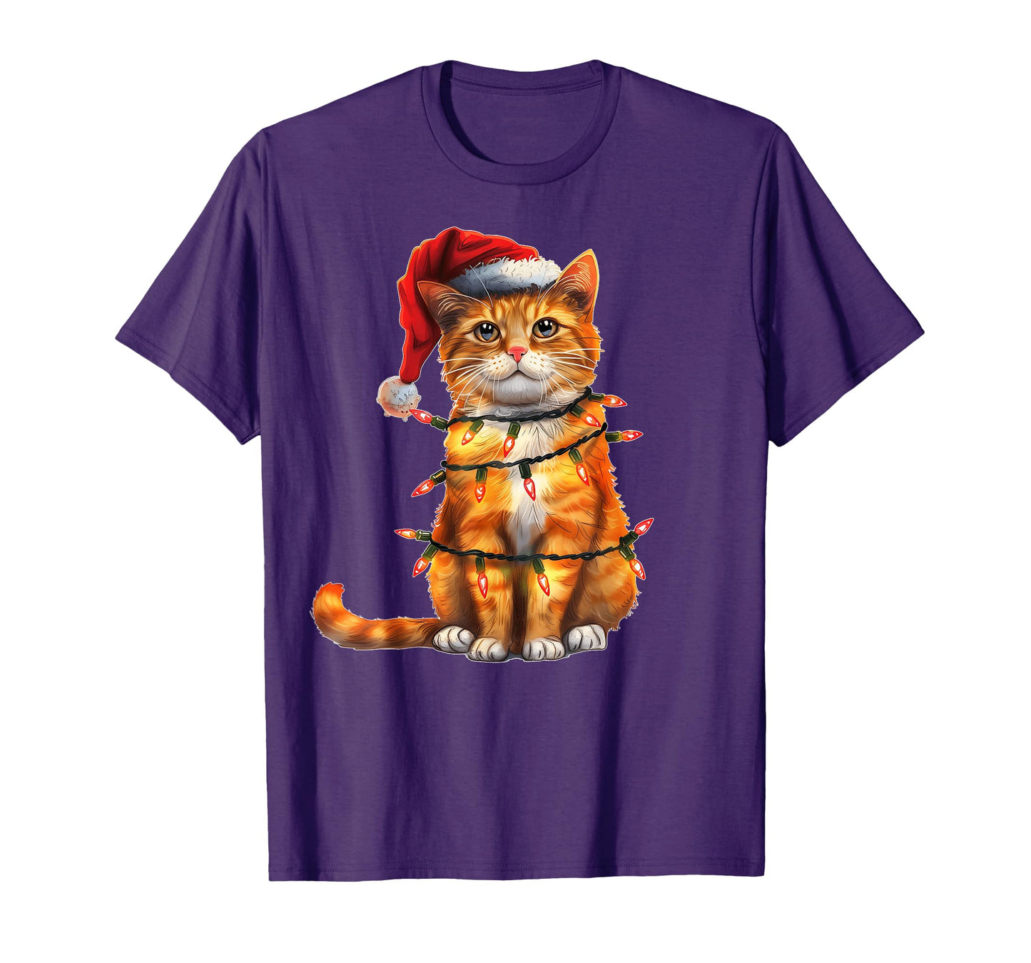 Cute Orange Cat Tabby Cat Christmas Hat Xmas Men Women Kids T-Shirt