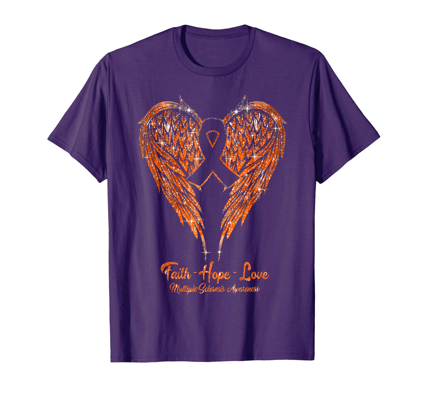 MS Faith Hope Love Wings Orange Multiple Sclerosis Awareness T-Shirt