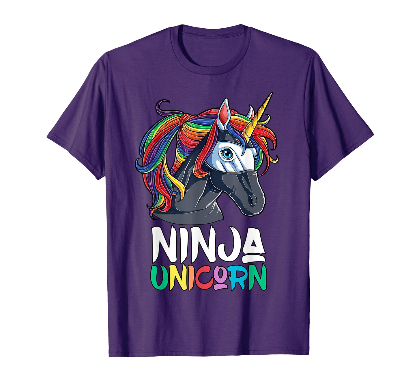 Ninja Unicorn T shirt Girls Rainbow Martial Arts Fighter Tee T-Shirt