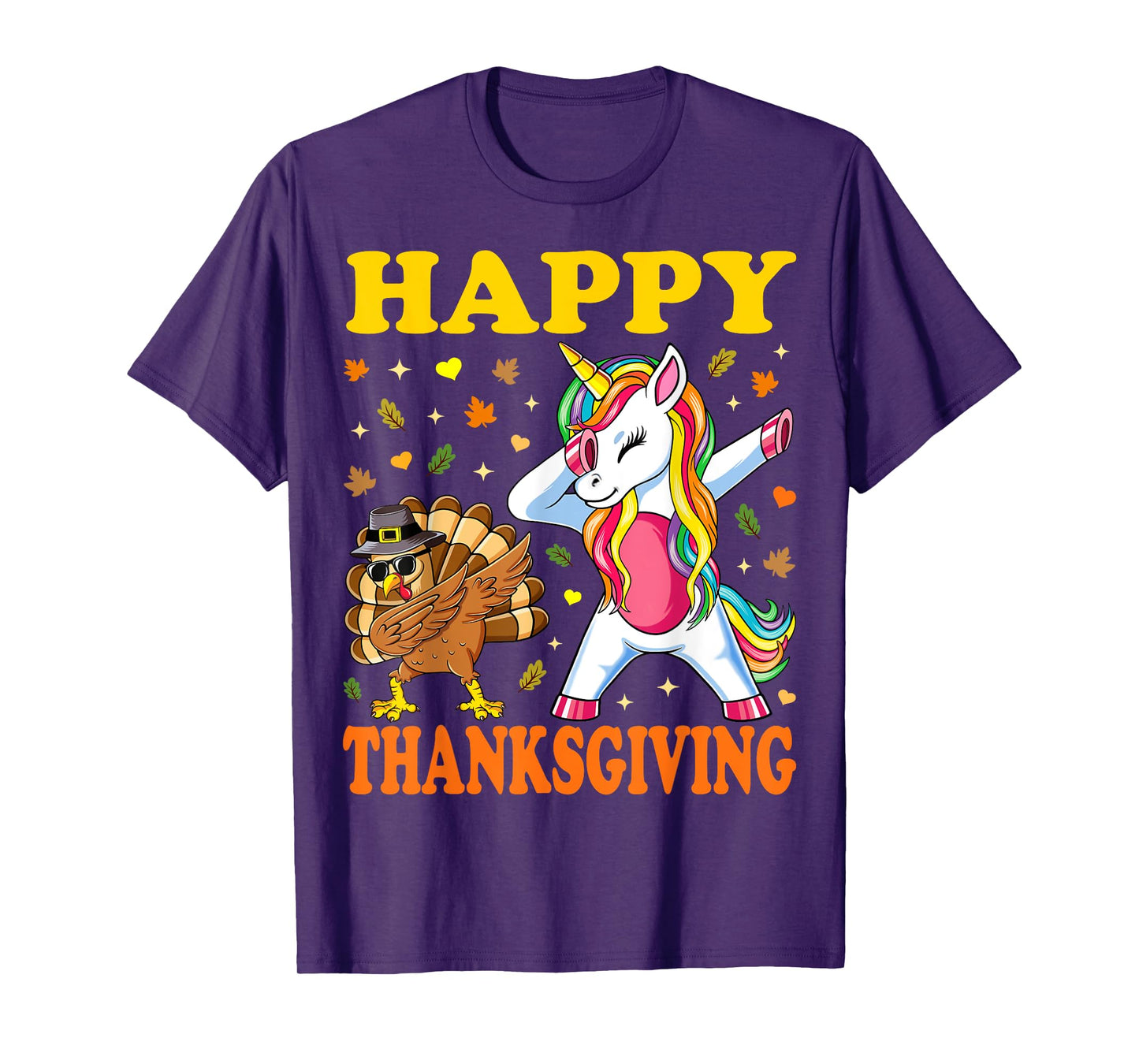 Cute Unicorn Thanksgiving Shirt For Girls Pilgrim Hat Turkey T-Shirt