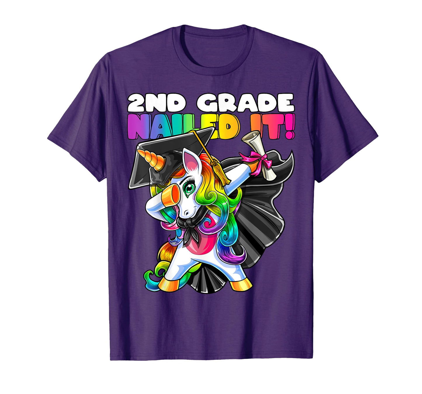 Dabbing Unicorn 2nd Grade Graduation Cap Gown Gift Girls T-Shirt