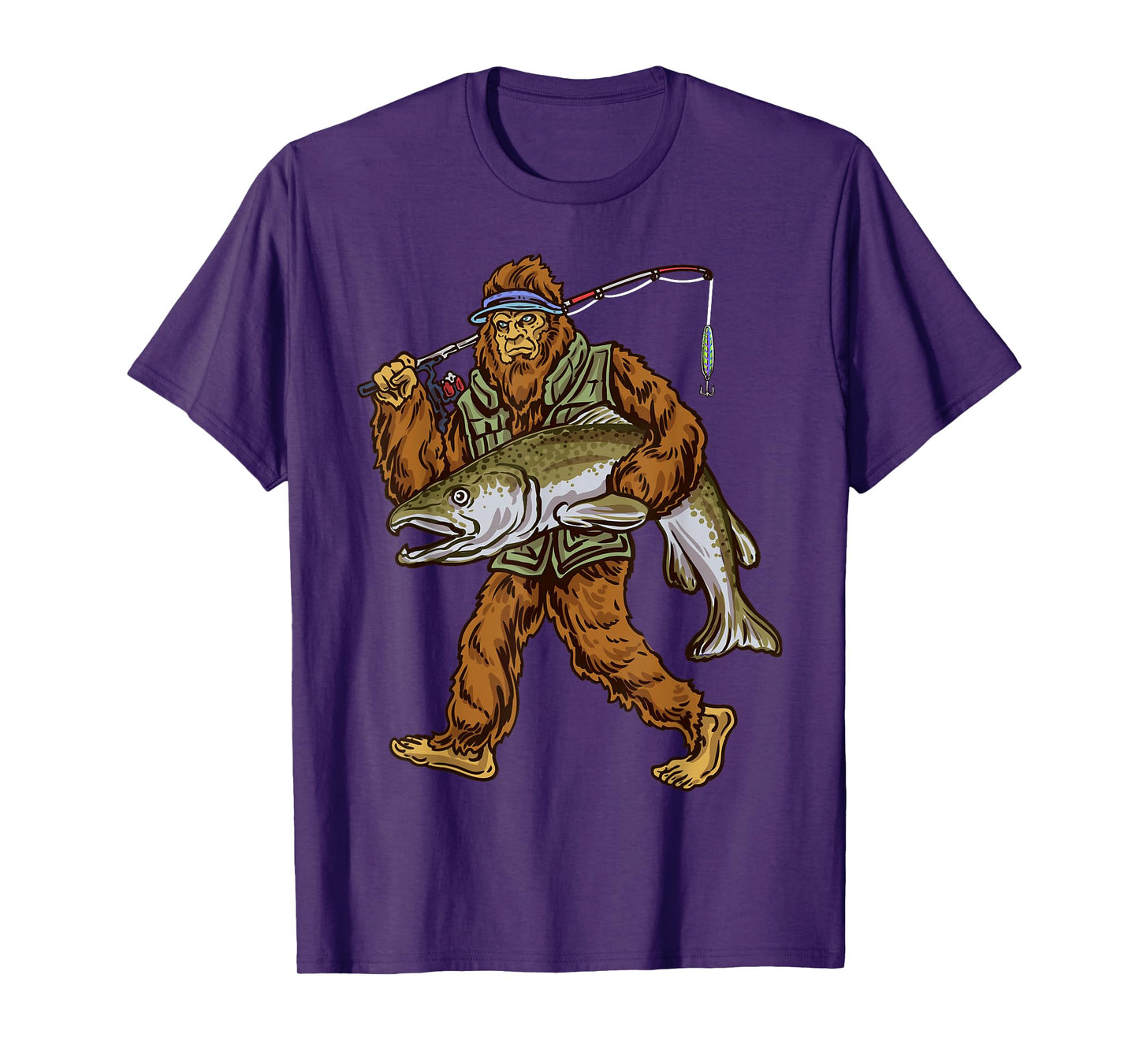 King Salmon Fishing Trout Hunting Bigfoot Fishermen T-Shirt