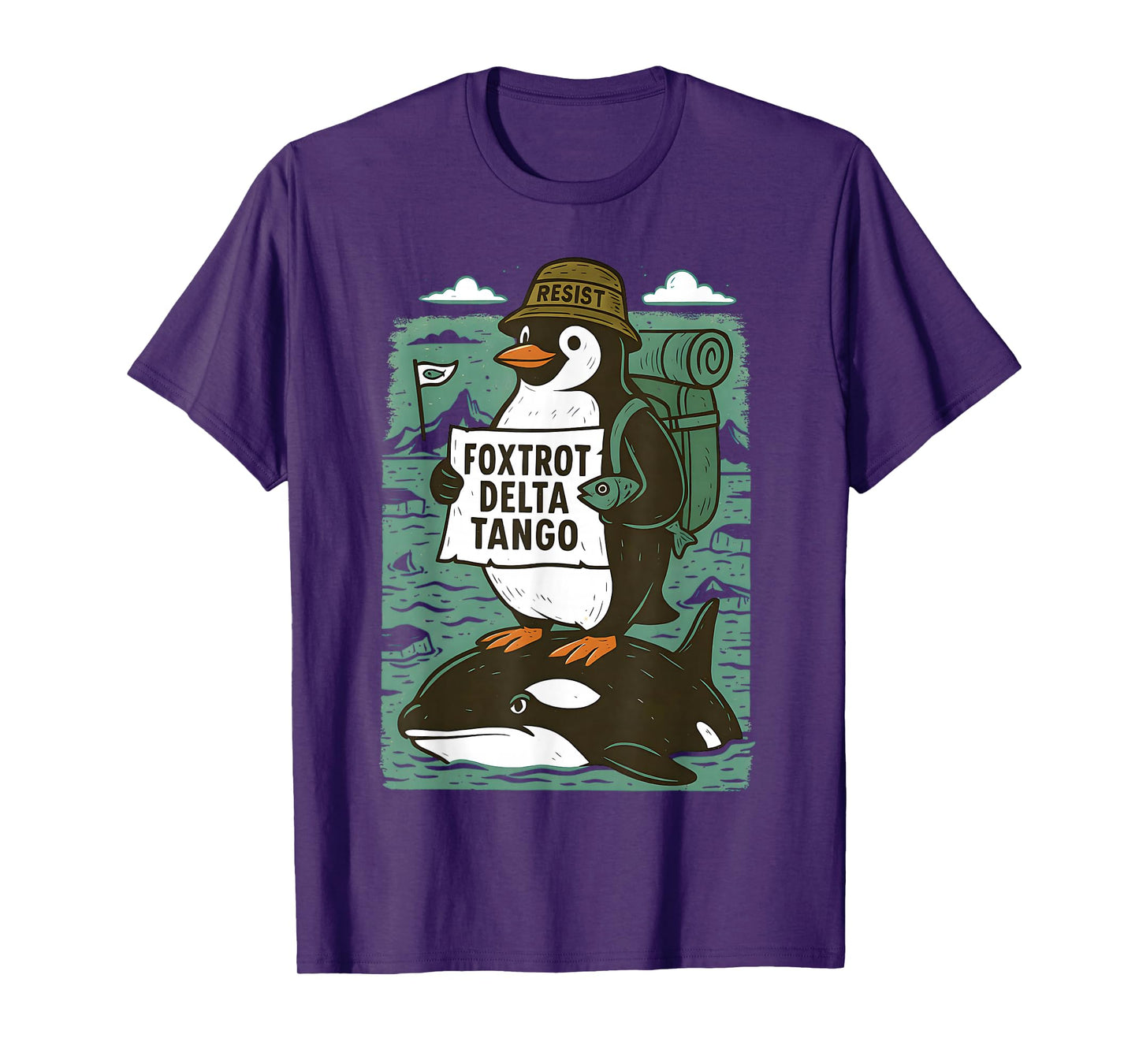 Resist Penguin Activism Graphic Design T-Shirt