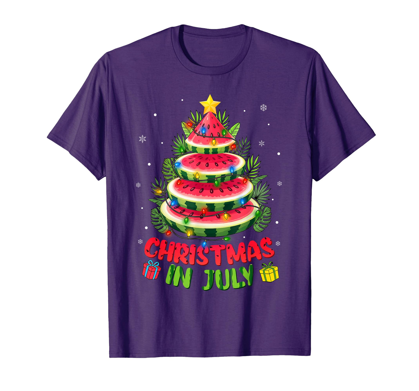 Christmas In July Shirts Watermelon Tree Beach Summer Hawaii T-Shirt