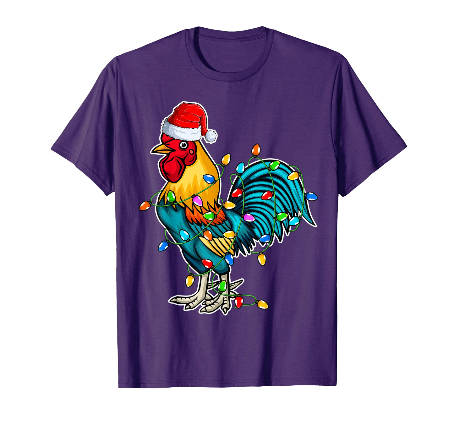 Rooster Santa Hat Christmas - Chicken Rooster Lover Xmas T-Shirt