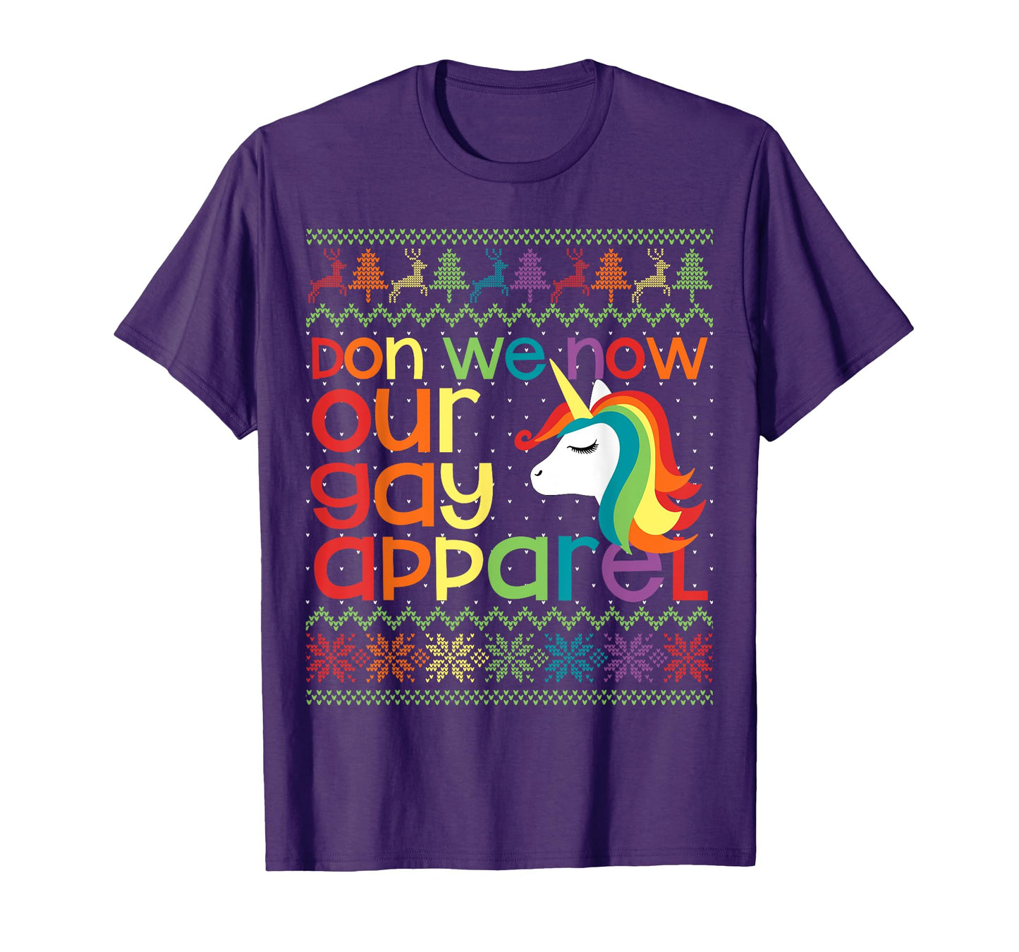 Gay Christmas Rainbow Unicorn Don We Now Our Gay Apparel T-Shirt