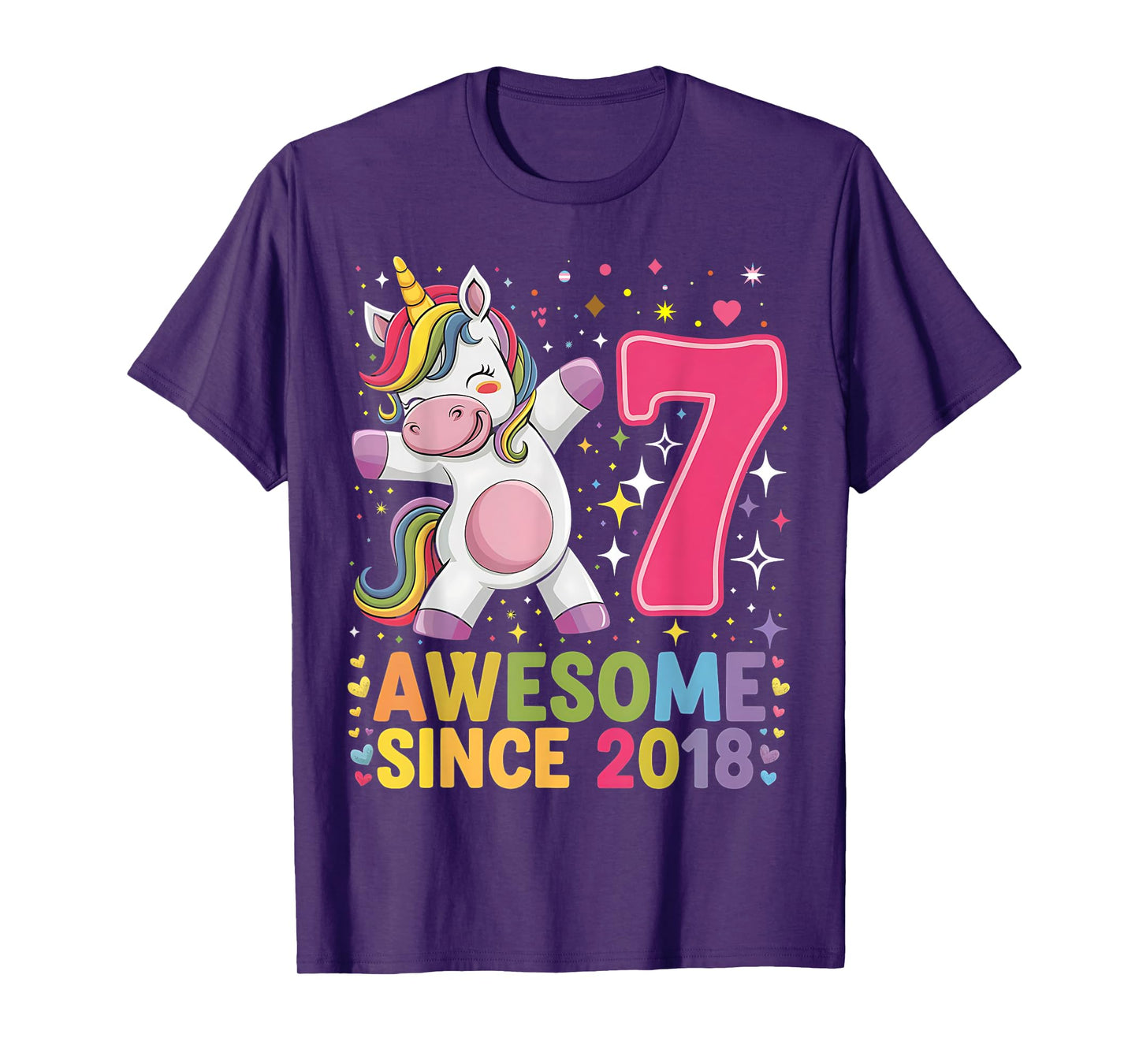 7 Years Old Unicorn Dabbing 7th Birthday Unicorn Party Girls T-Shirt