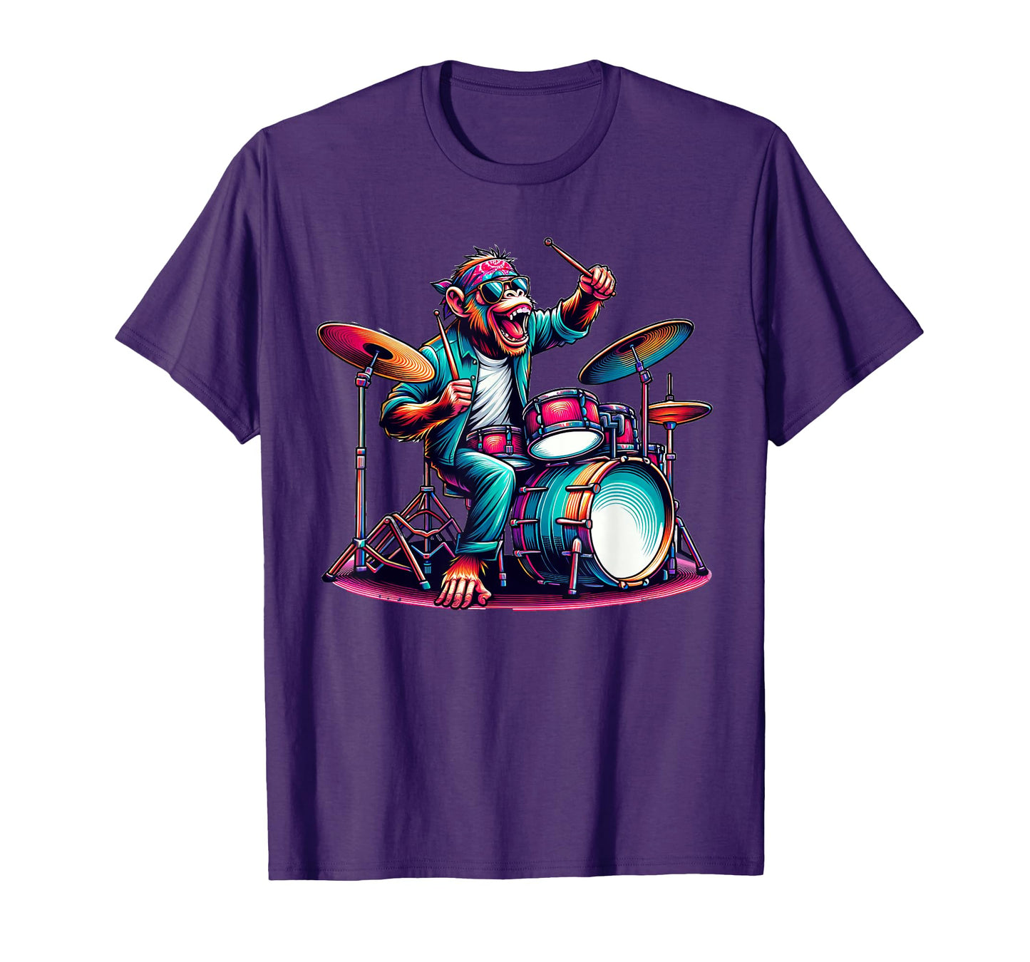 Cute Monkey Playing Drums Monkeys Drummer Music T-Shirt