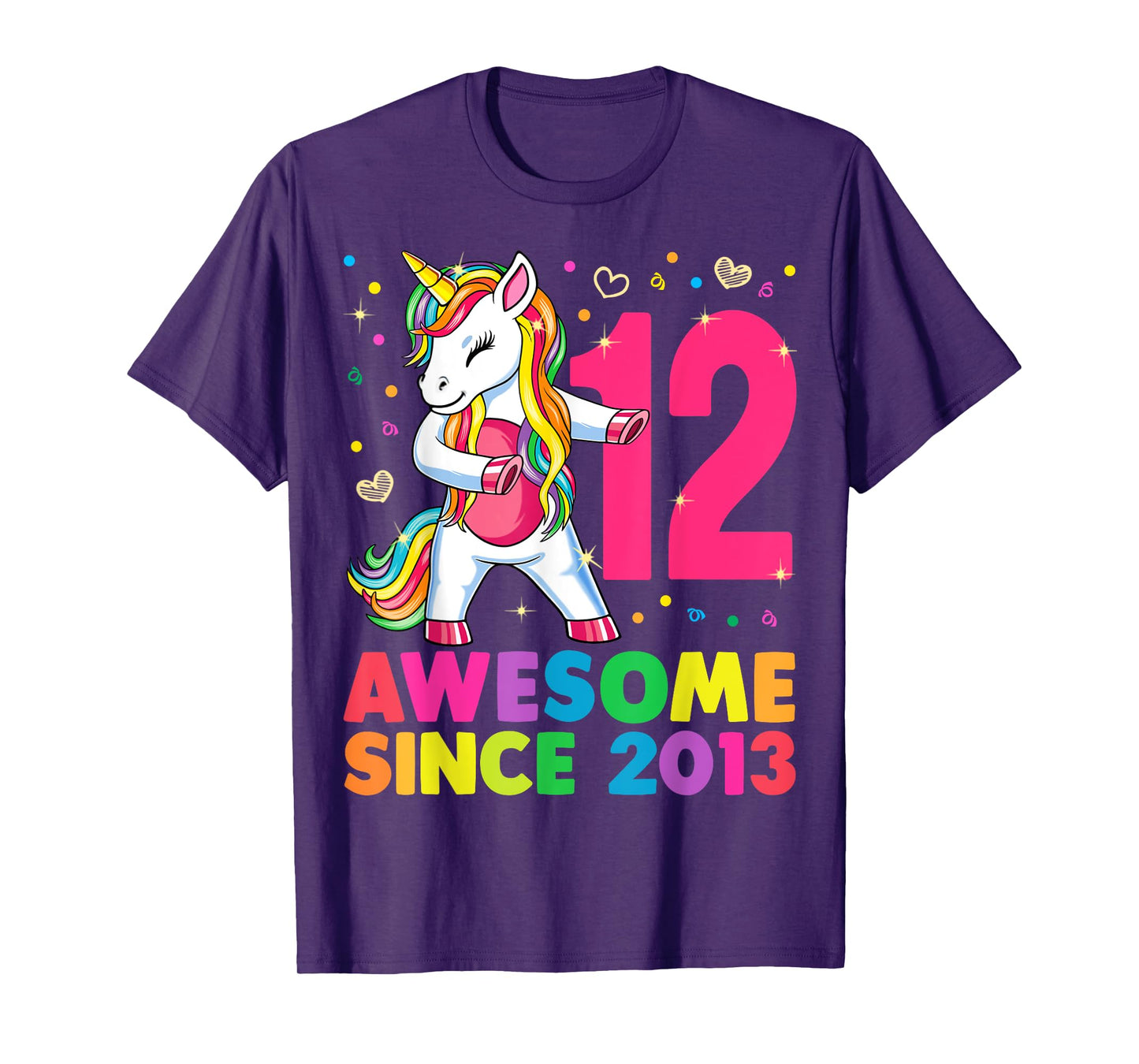 12 Years Old Unicorn Flossing 12th Birthday Girl Gift Party T-Shirt