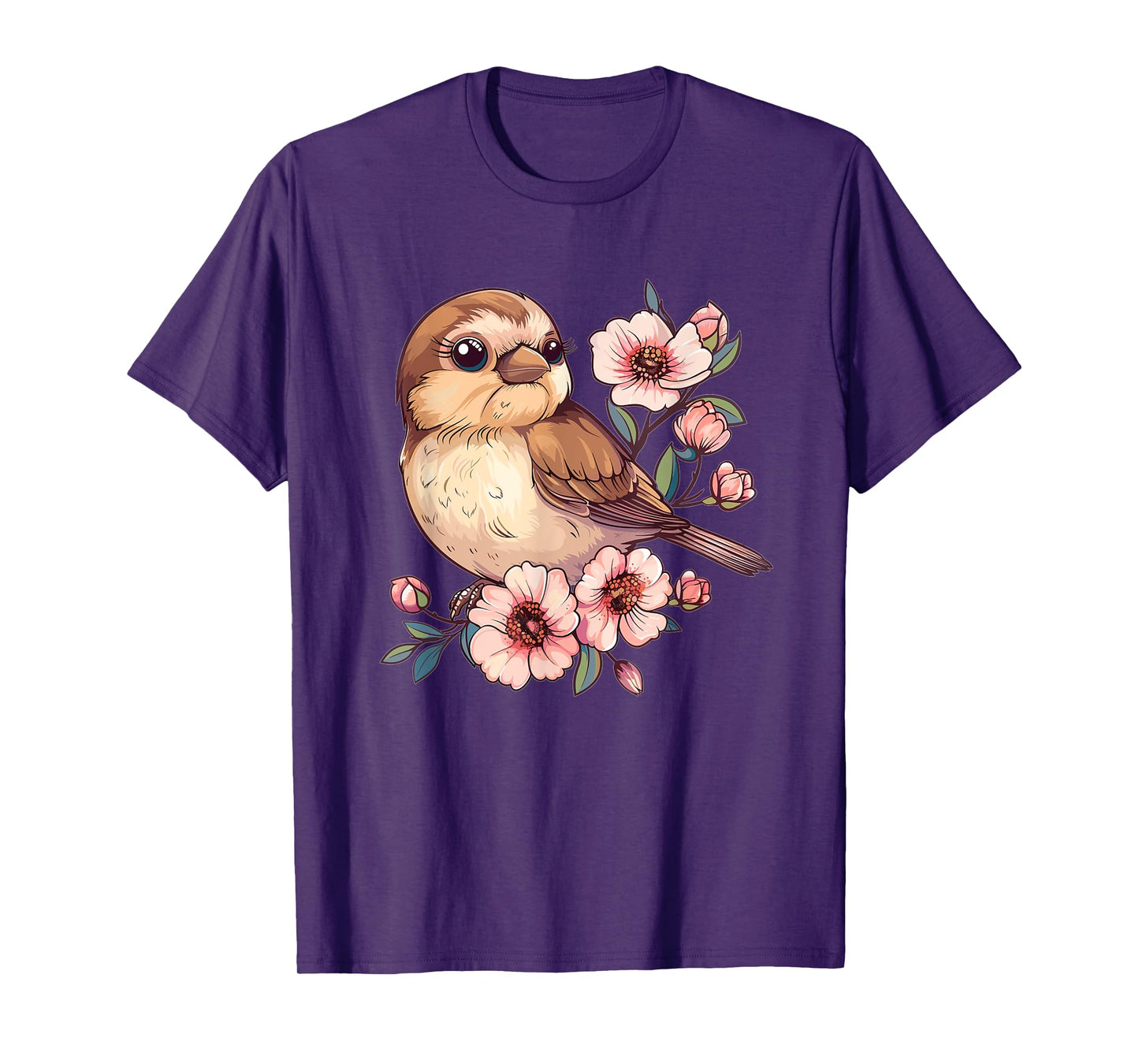 Cute Sparrow With Flowers I Sparrow T-Shirt
