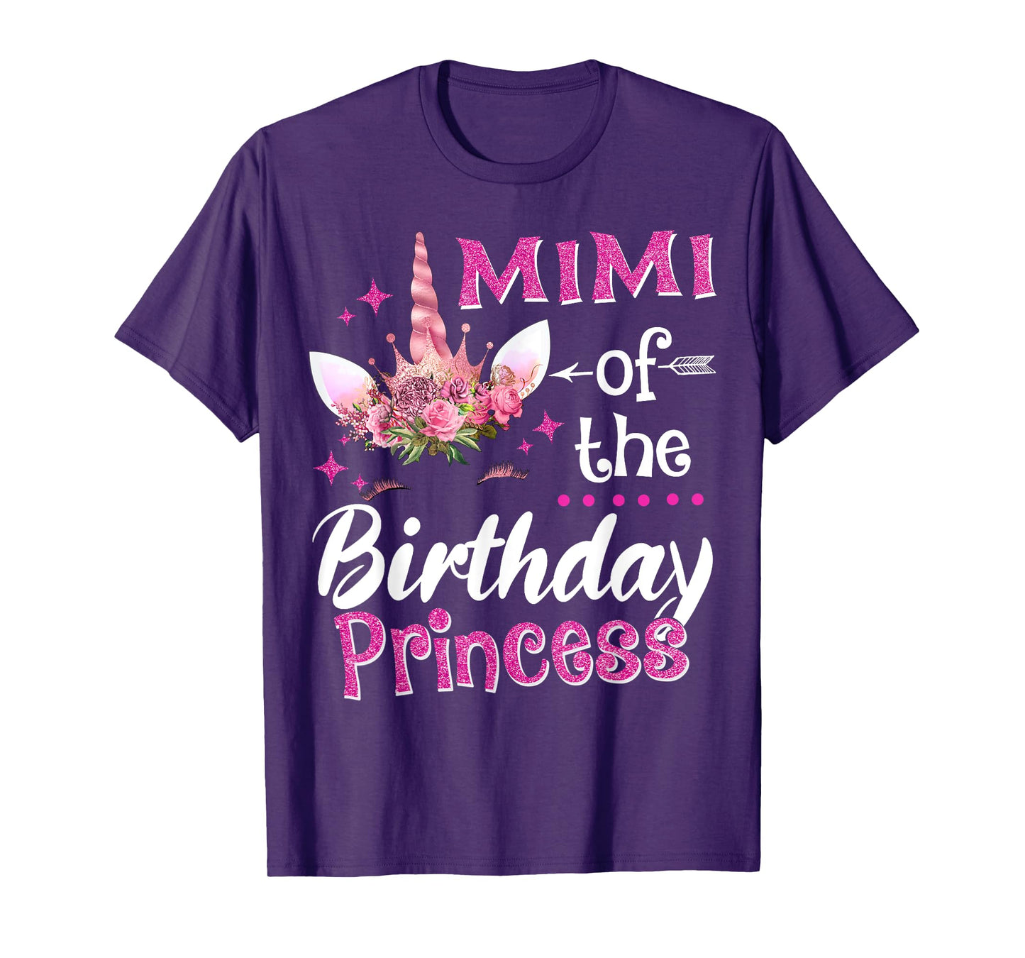Mimi Of The Birthday Princess Unicorn Flower Grandma T-Shirt