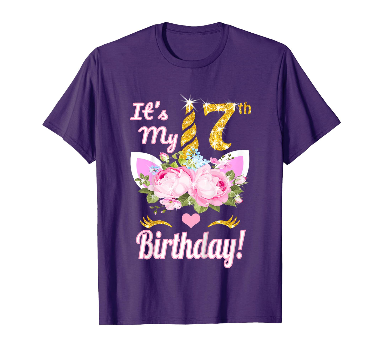 It's My 7th Birthday: 7 Year Old Unicorn Birthday Shirt Girl T-Shirt