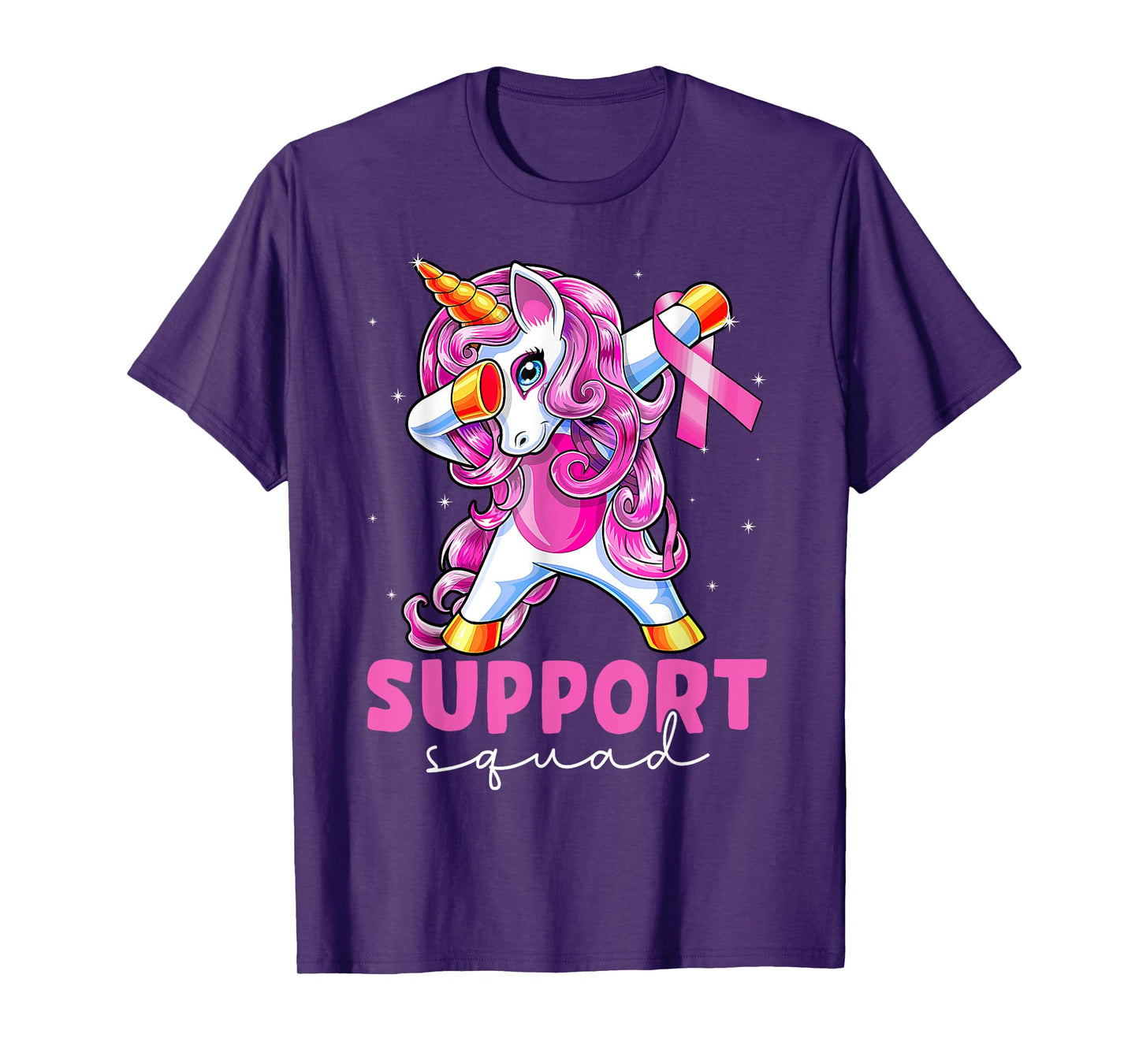 Support Squad Breast Cancer Awareness Pink Unicorn Kids T-Shirt