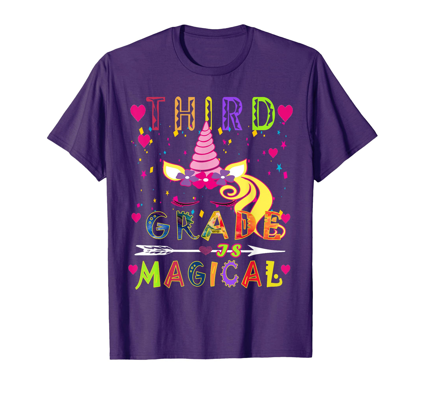 Unicorn Third Grade Is Magical Funny Back To School Teacher Men Women Girls Kids T-Shirt