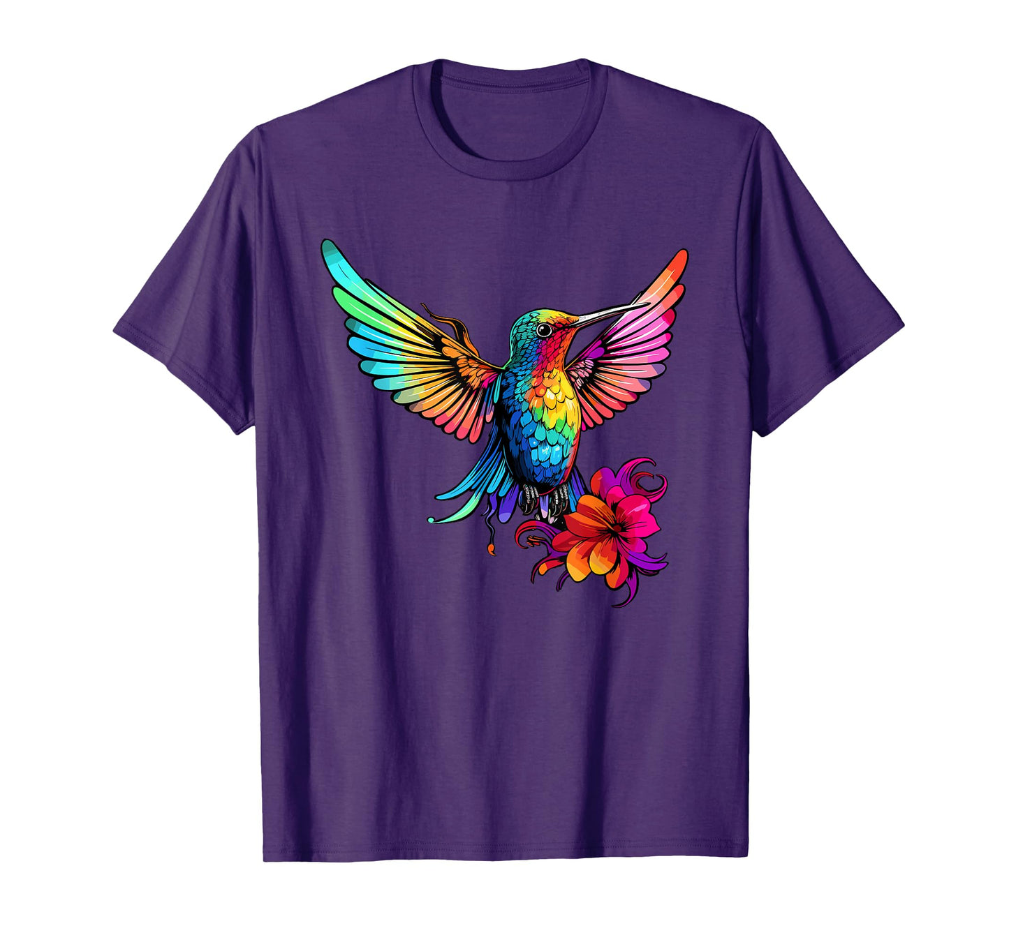 Colorful Hummingbird Art Tie-Dye Bird Watching T-Shirt