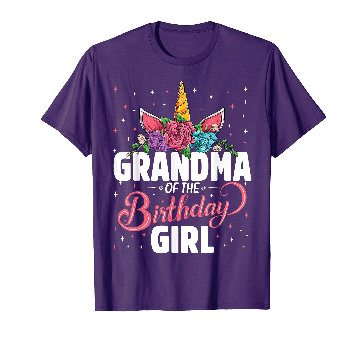 Grandma Of The Birthday Girl Unicorn Girls Family Matching T-Shirt