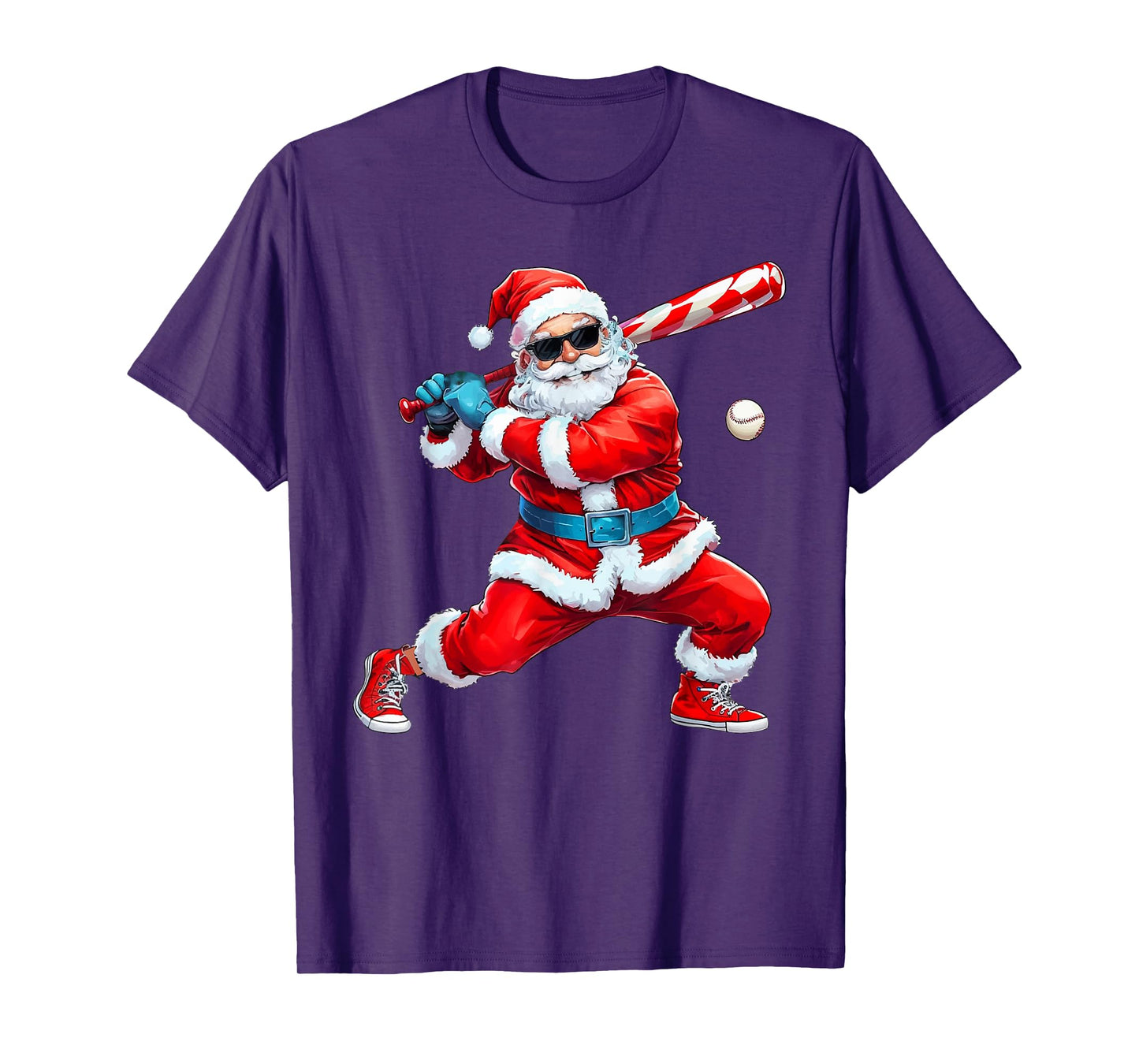 Santa Playing Baseball Christmas Baseball Player T-Shirt