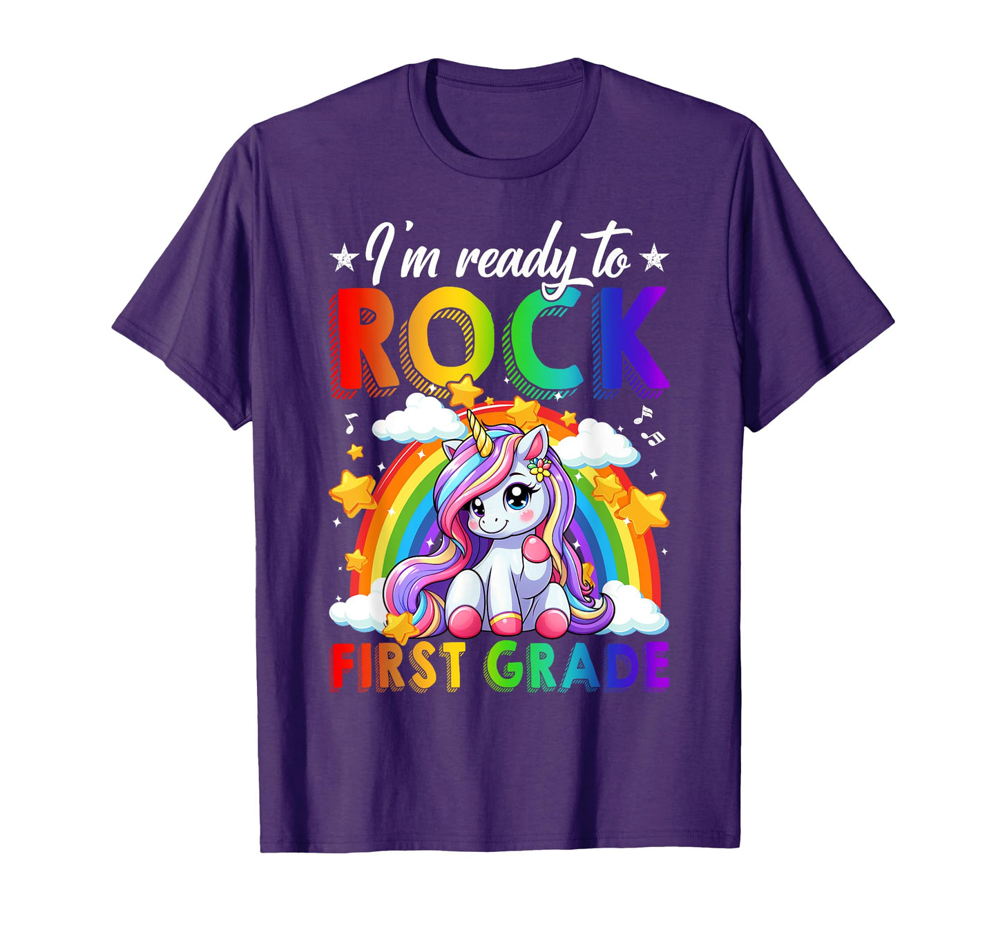 I'm Ready To Rock First Grade Unicorn Back To School Girls T-Shirt