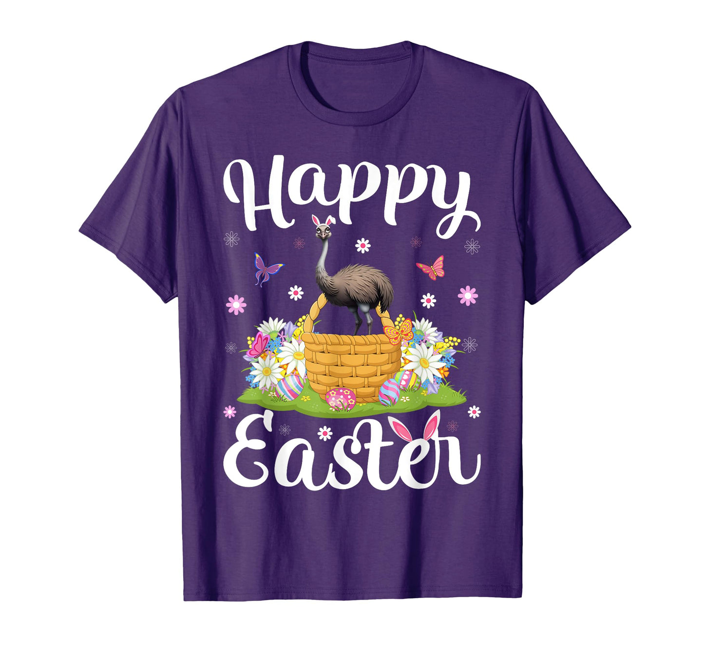Emu Bird Happy Easter Egg Hunt Bunny Ear Emu Easter T-Shirt