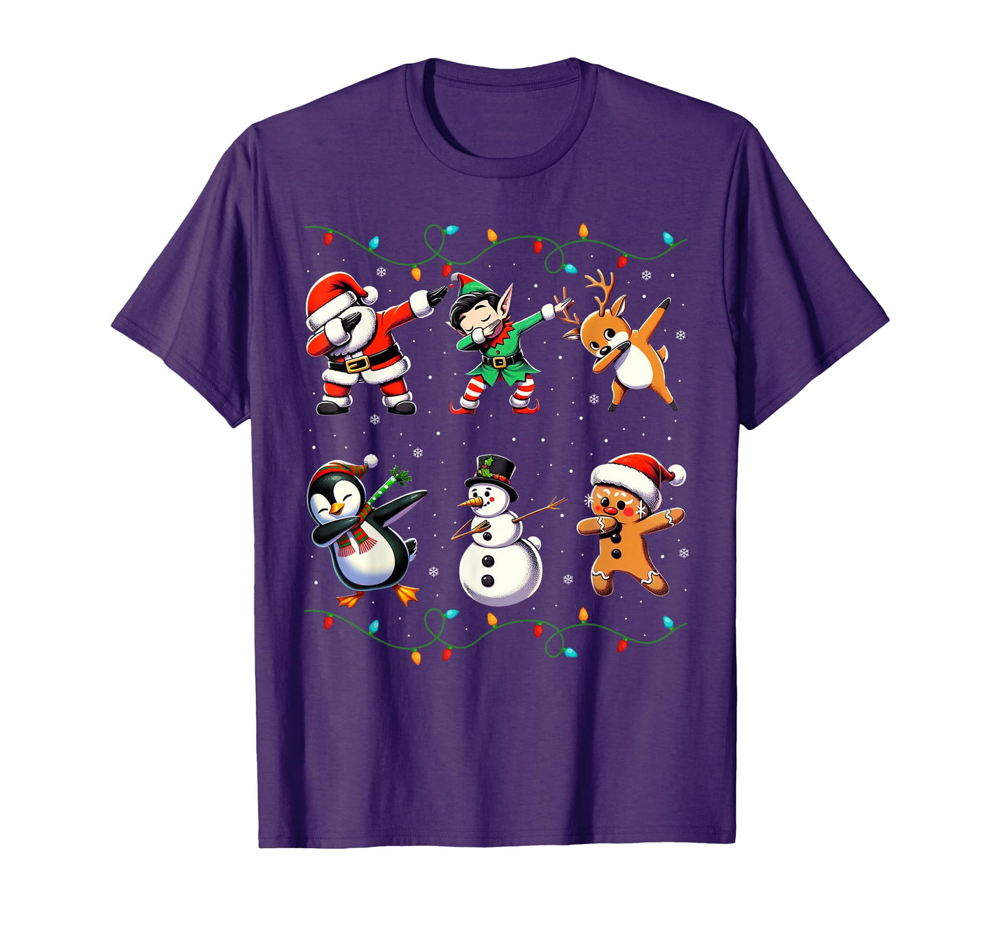 Dabbing Santa Xmas Lights Gifts Kids Girls Boys Christmas T-Shirt