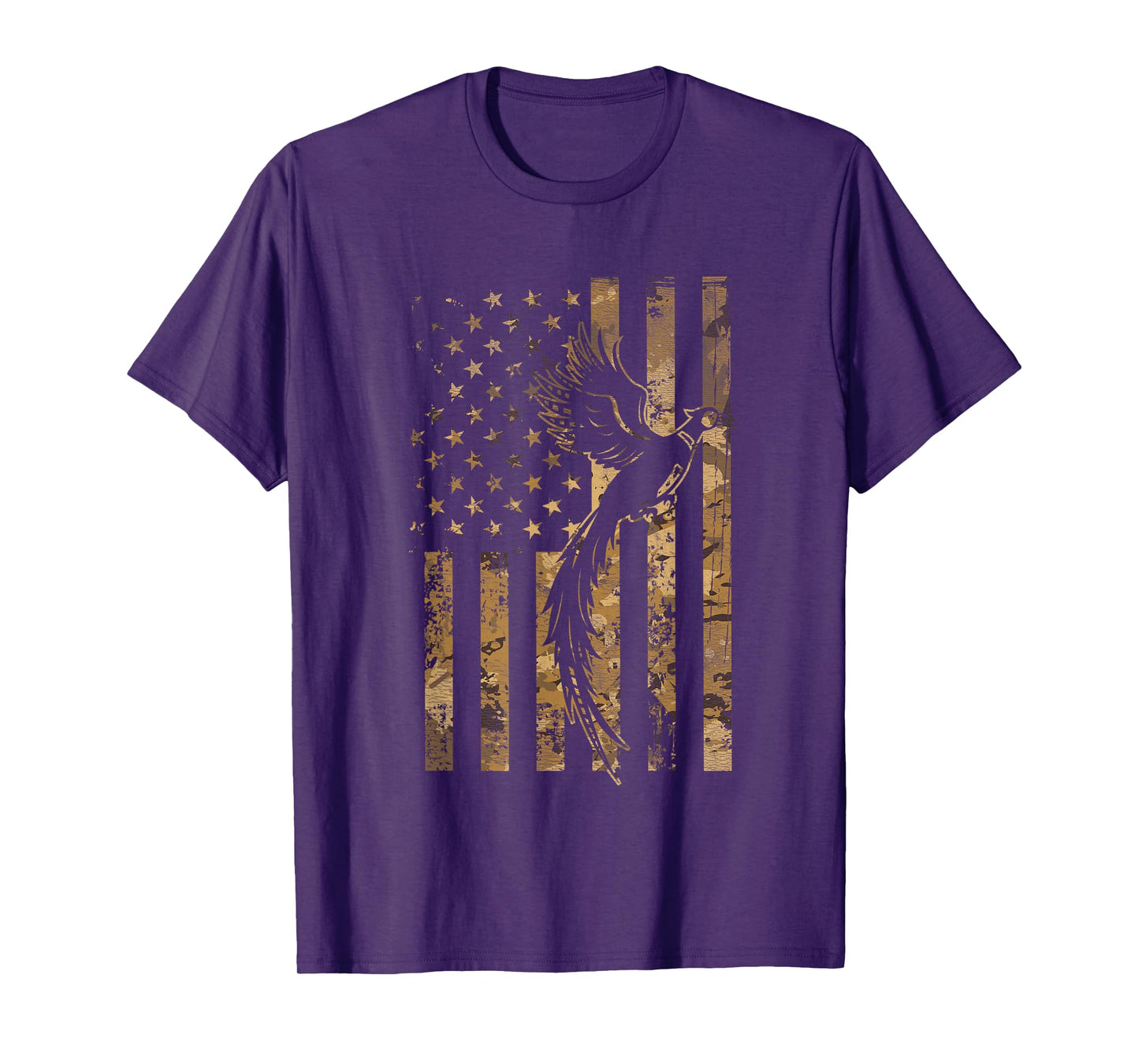 Pheasant Bird Hunter American Flag Camouflage Pheasant Hunt T-Shirt