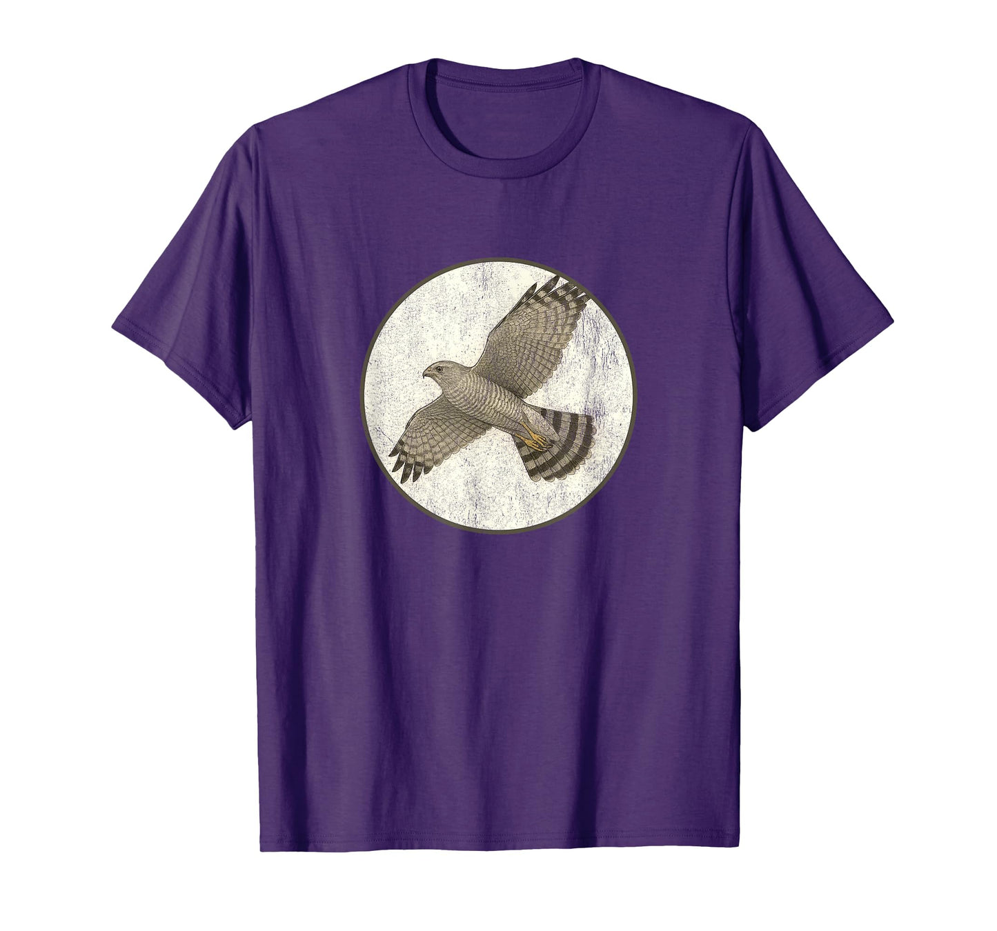 Colorful Retro Gray Hawk Bird Design T-Shirt