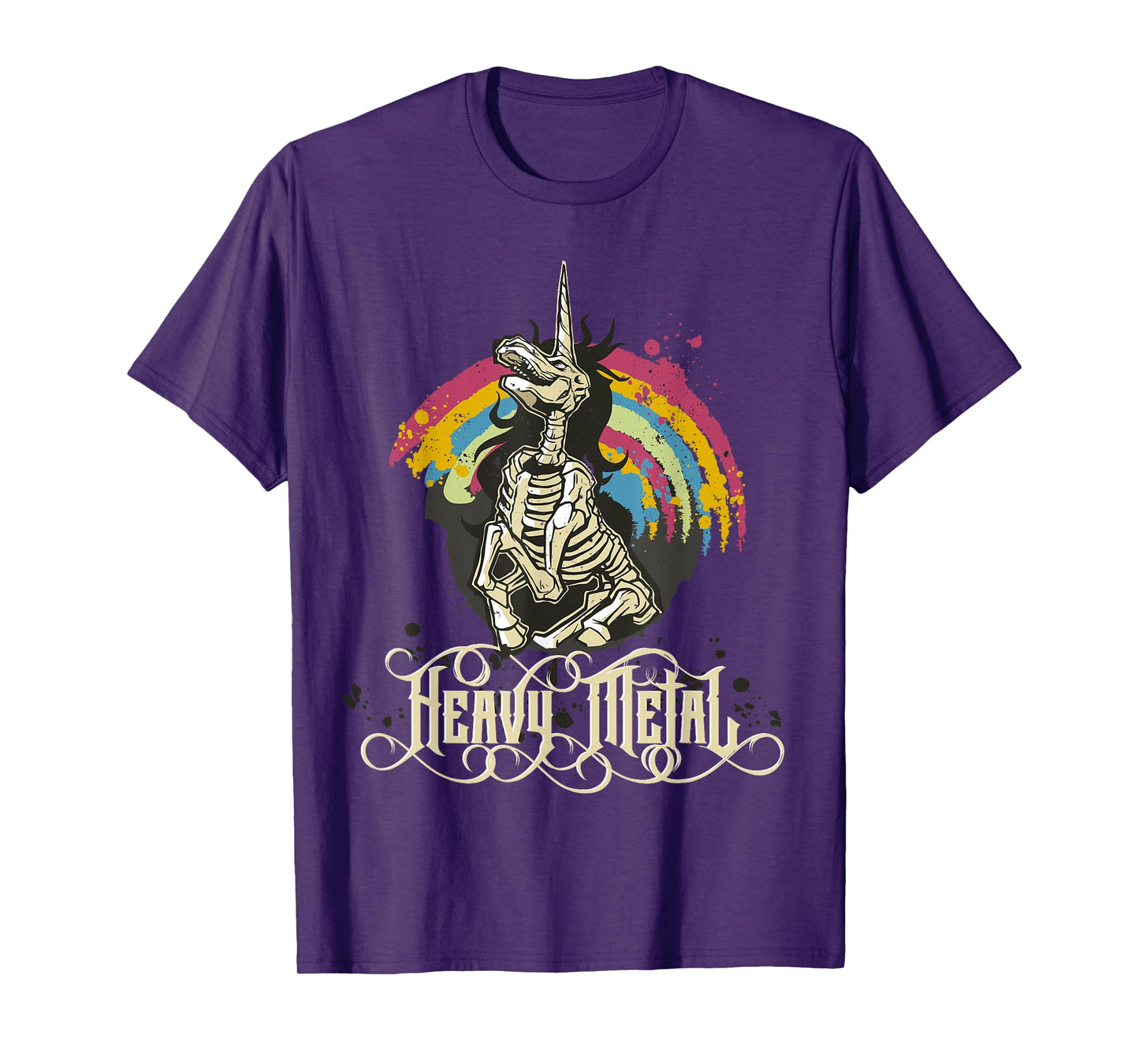 Heavy Metal Funny Skull Unicorn T-Shirt