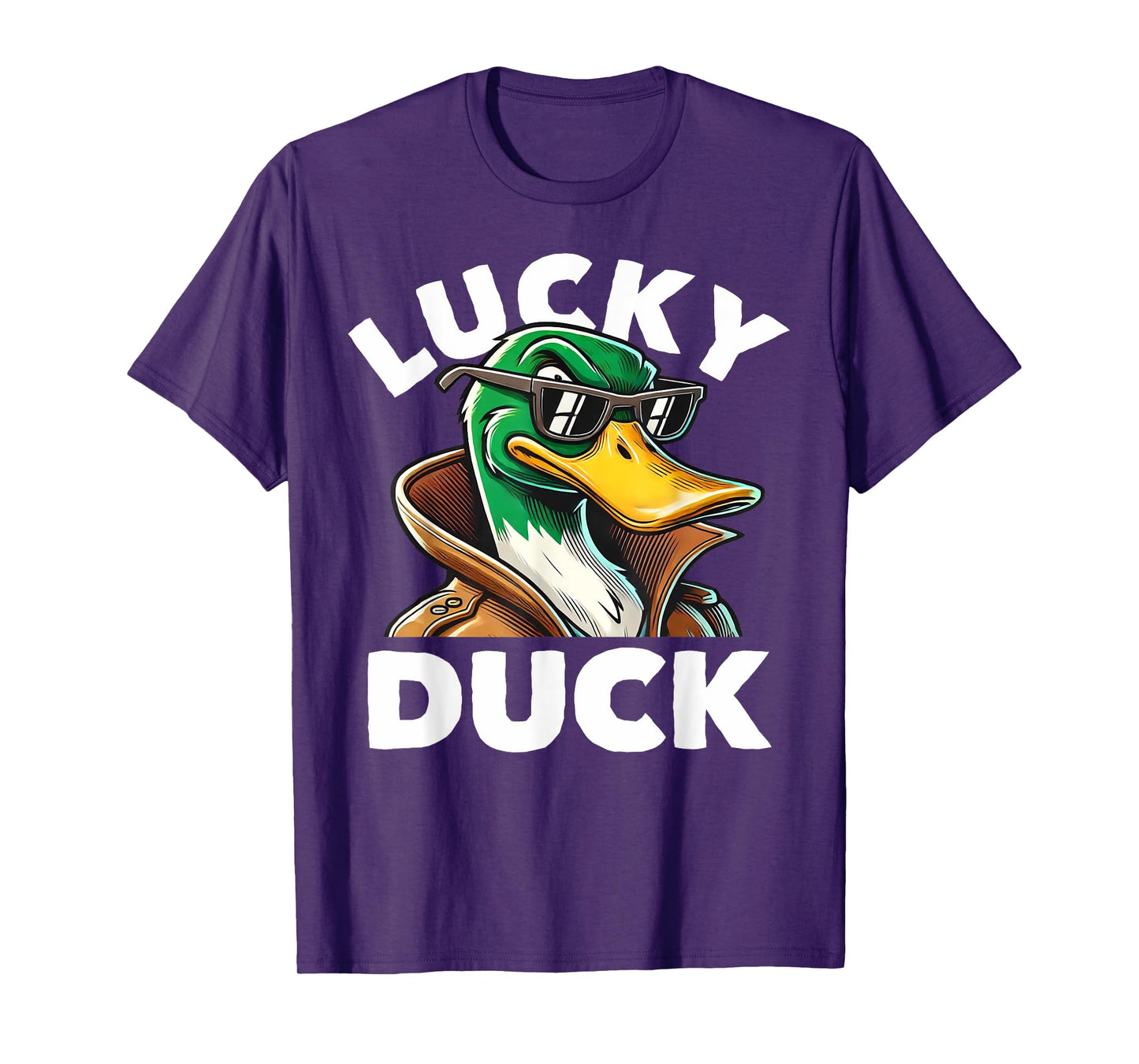 Lucky Duck Mallard Duck With Sunshades Men Boys Funny T-Shirt