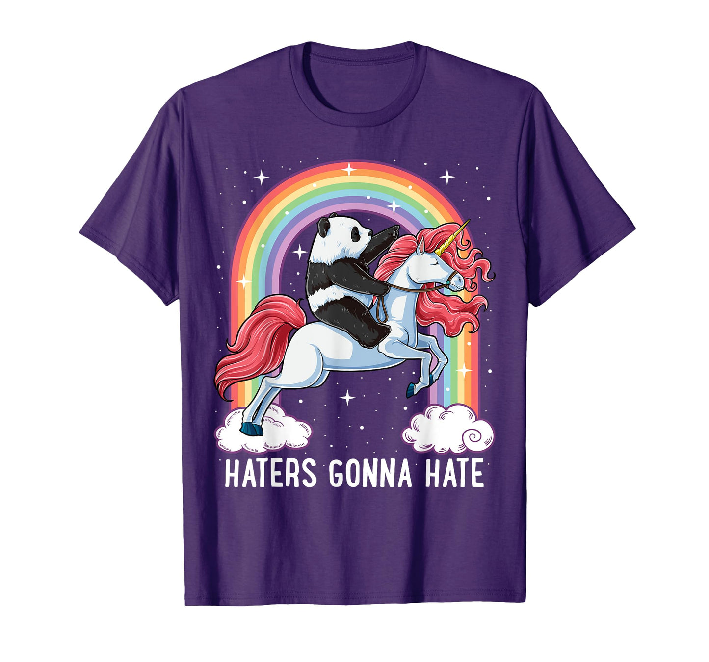 Panda Riding Unicorn Funny Haters Gonna Hate Pandicorn Girls T-Shirt