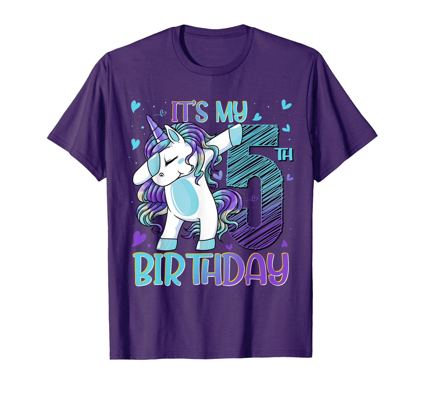 5 Year Old Unicorn Dabbing 5th Birthday Girl Unicorn Party T-Shirt