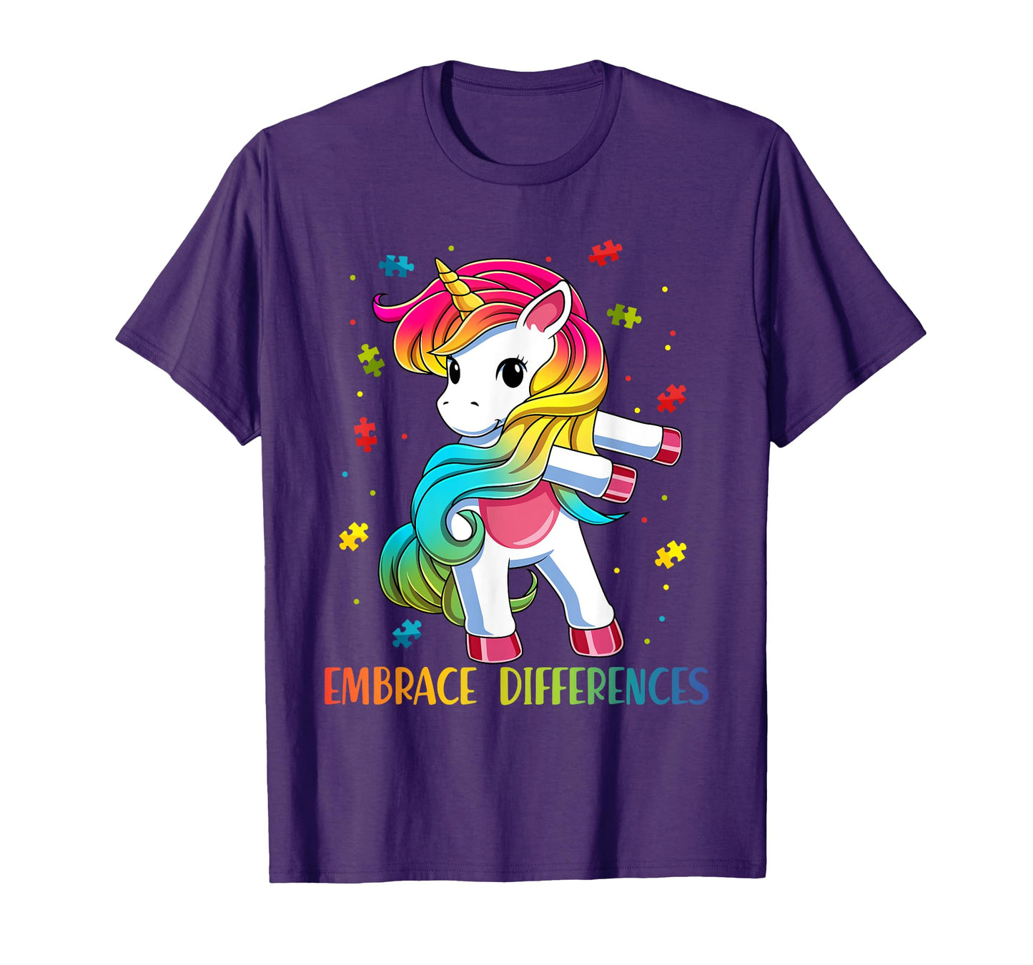 Embrace Differences Unicorn - Autism Awareness for Kids T-Shirt