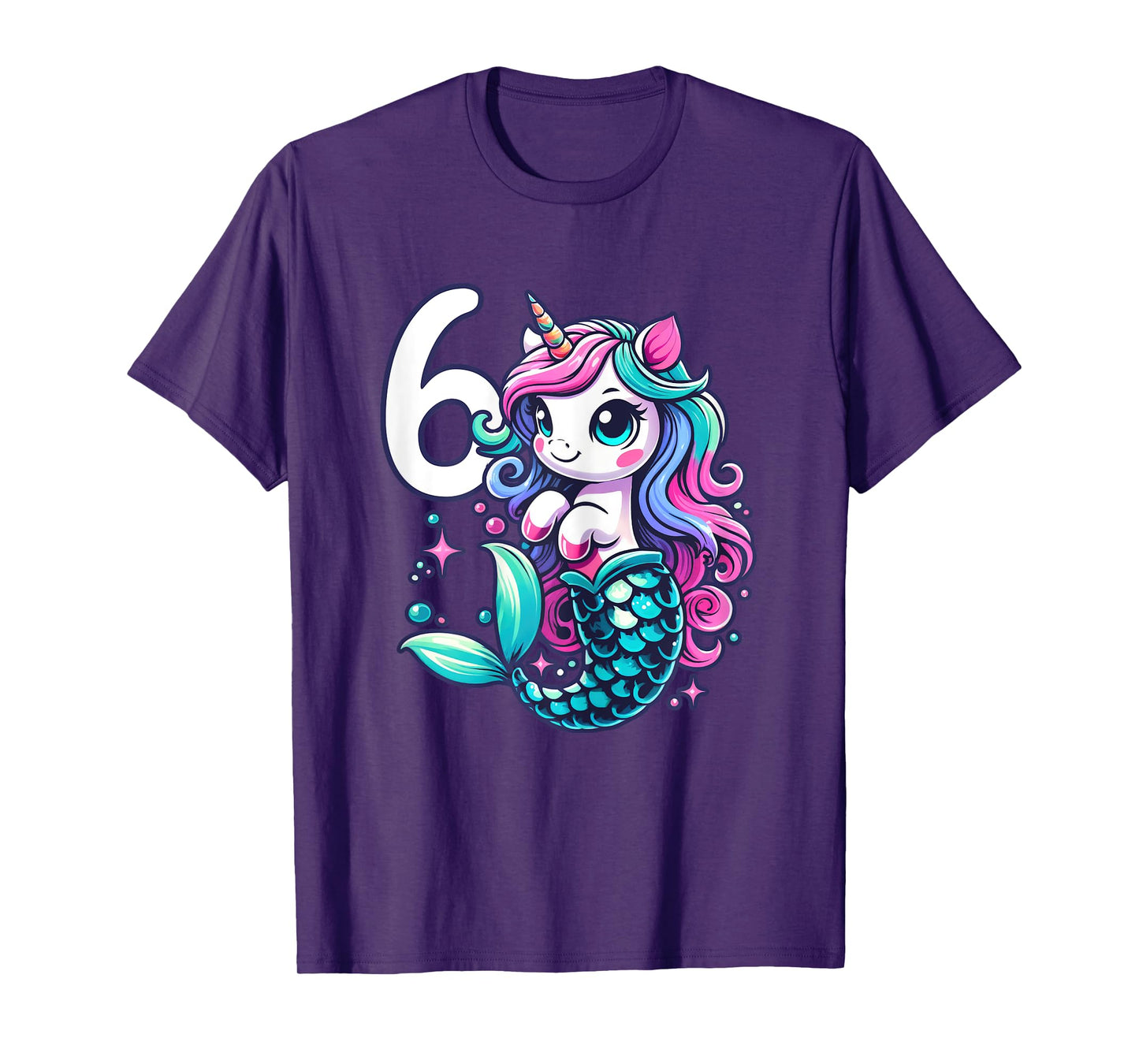 Unicorn Mermaid 6th Birthday 6 Year Old Party Girls Outfit T-Shirt