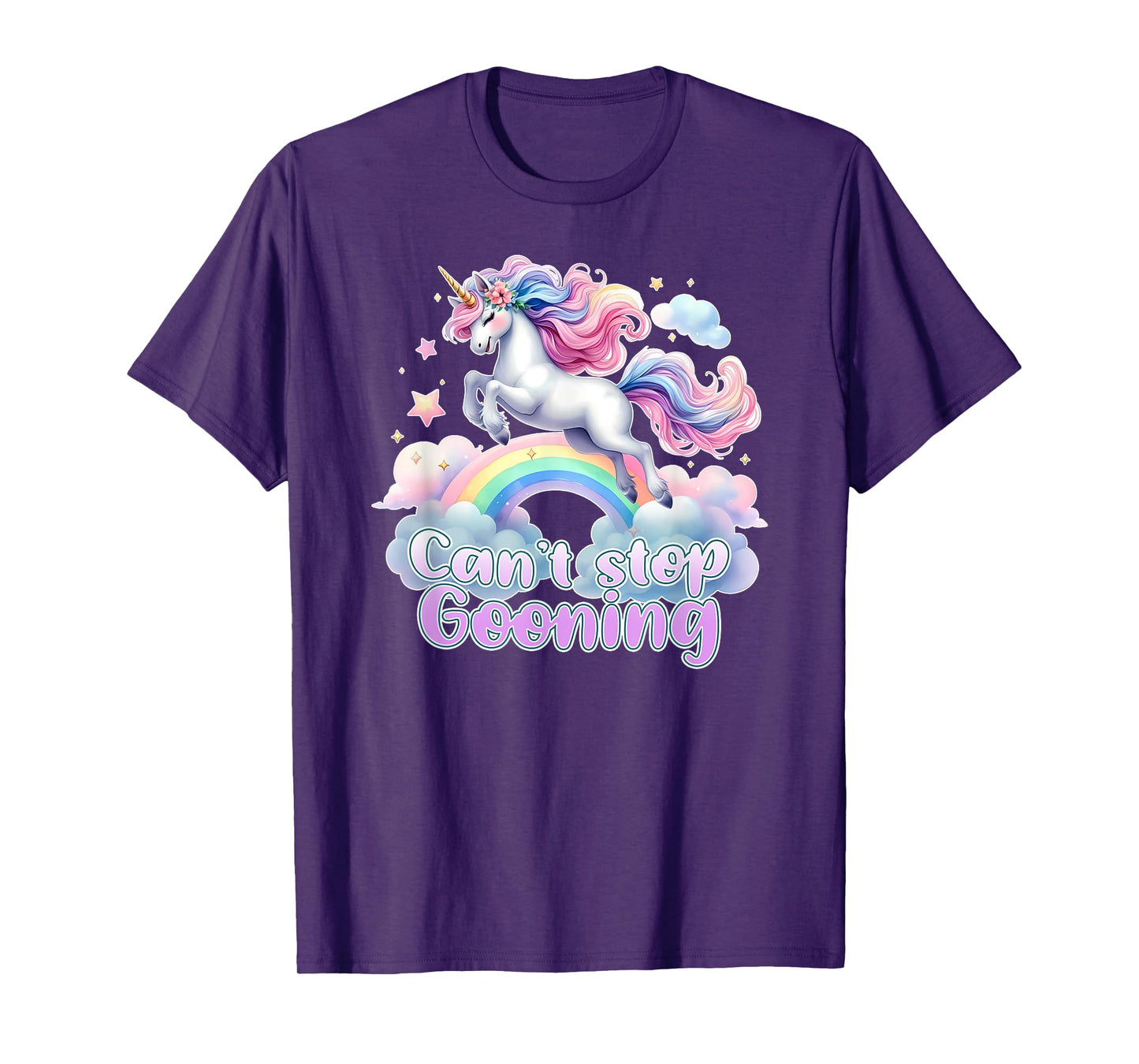 CANT STOP GOONING Funny Brainrot Meme 2025 Unicorn Cringe T-Shirt