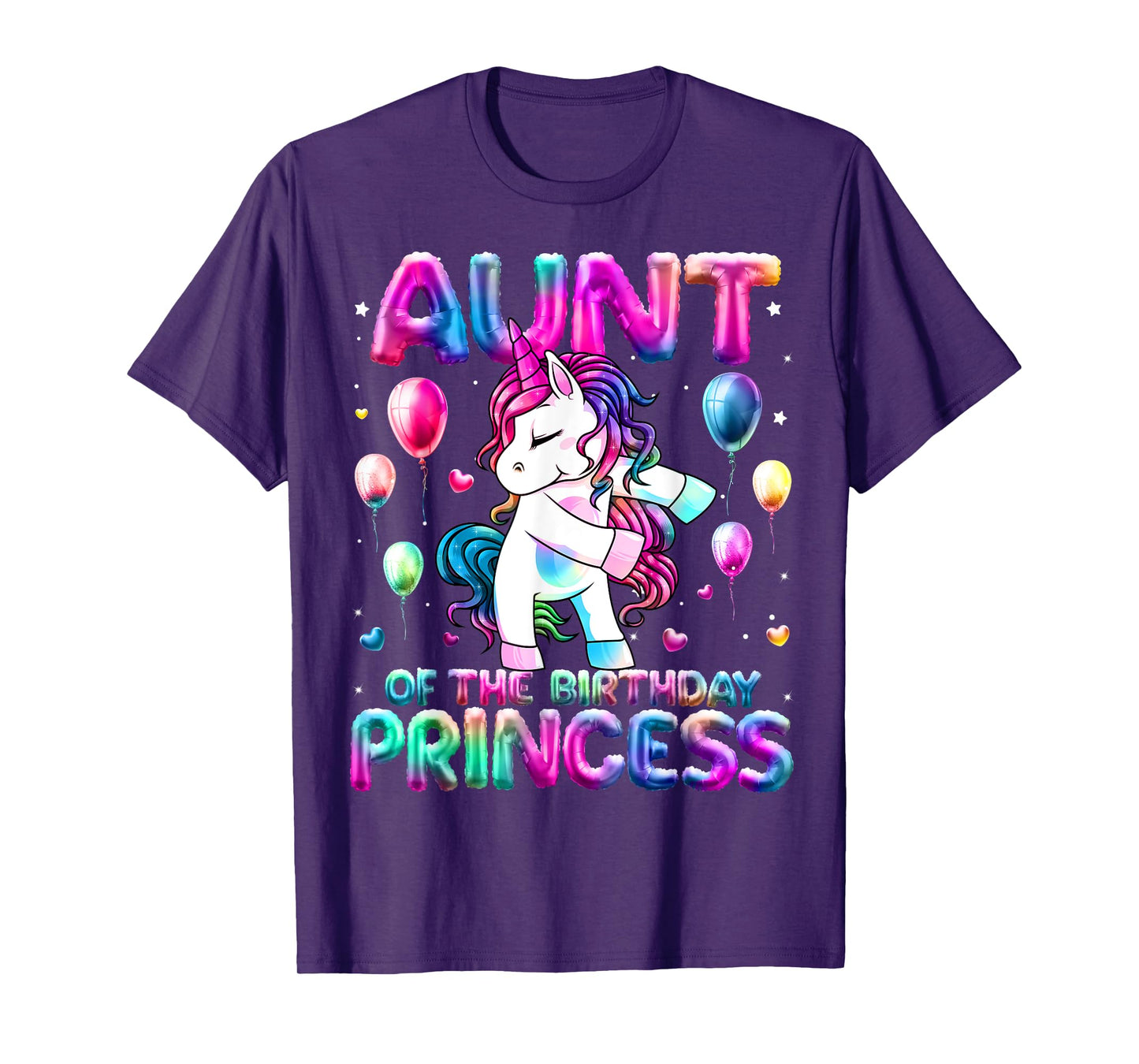 Auntie of the Birthday Princess Girl Flossing Unicorn Aunt T-Shirt