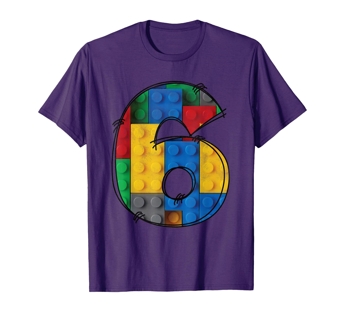 6 Years Old Blocks Building 6th Birthday Kid Master Builder T-Shirt