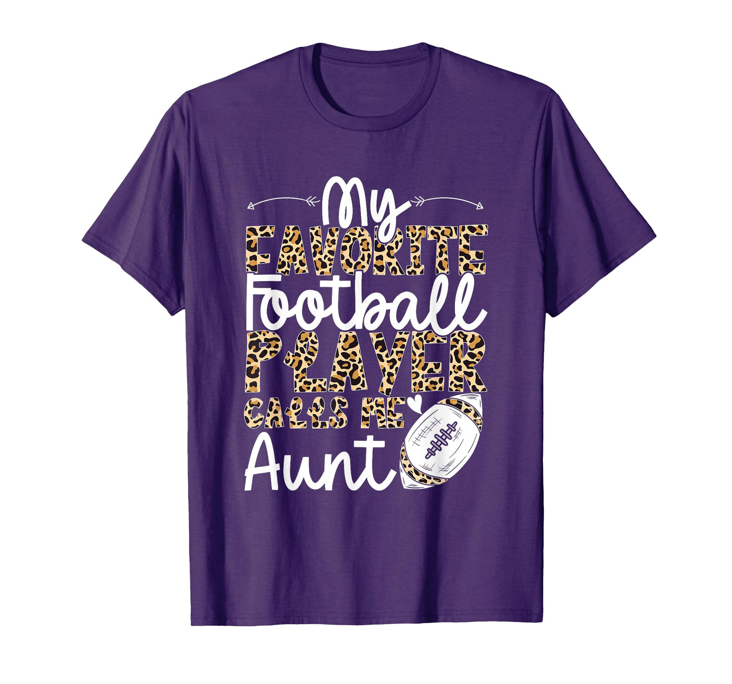 Football Aunt Football Player Leopard Pattern Football Aunt T-Shirt