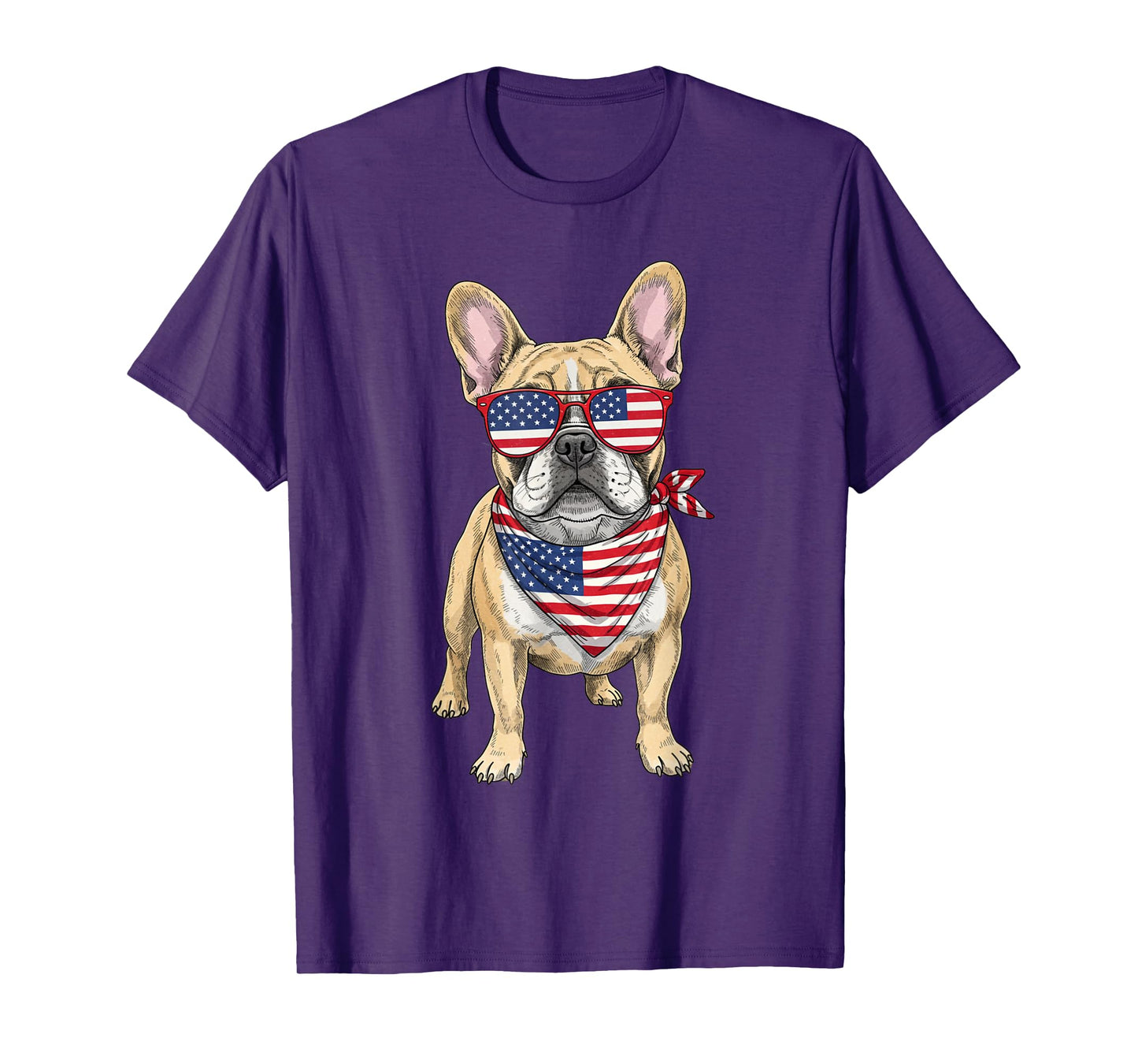 French Bulldog Frenchie USA US Flag 4th of July America Cute T-Shirt