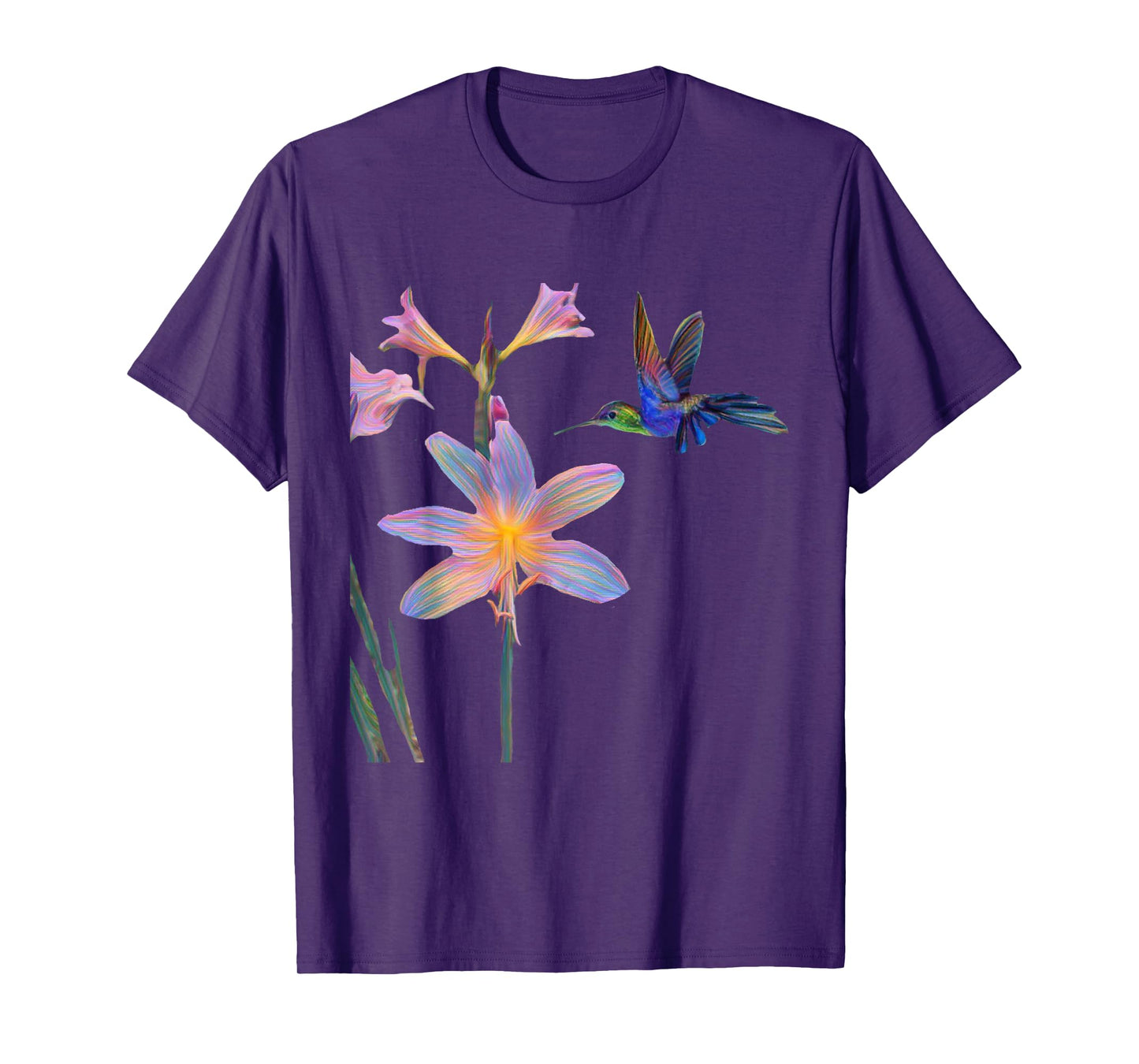 Blue Hummingbird with Flower T-Shirt